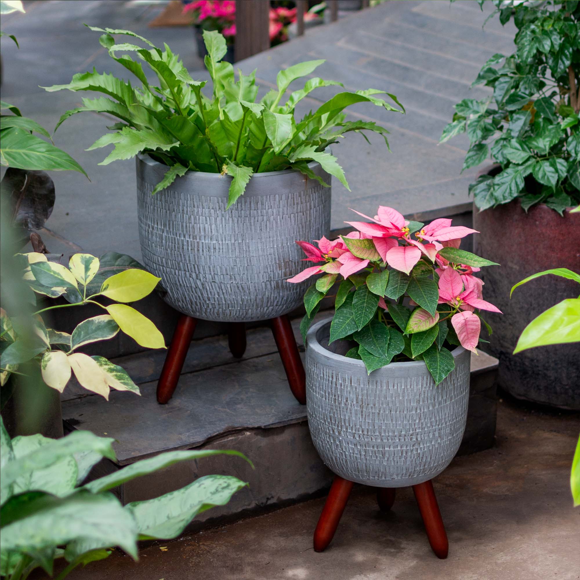Egg Shaped Planter With Wooden Legs