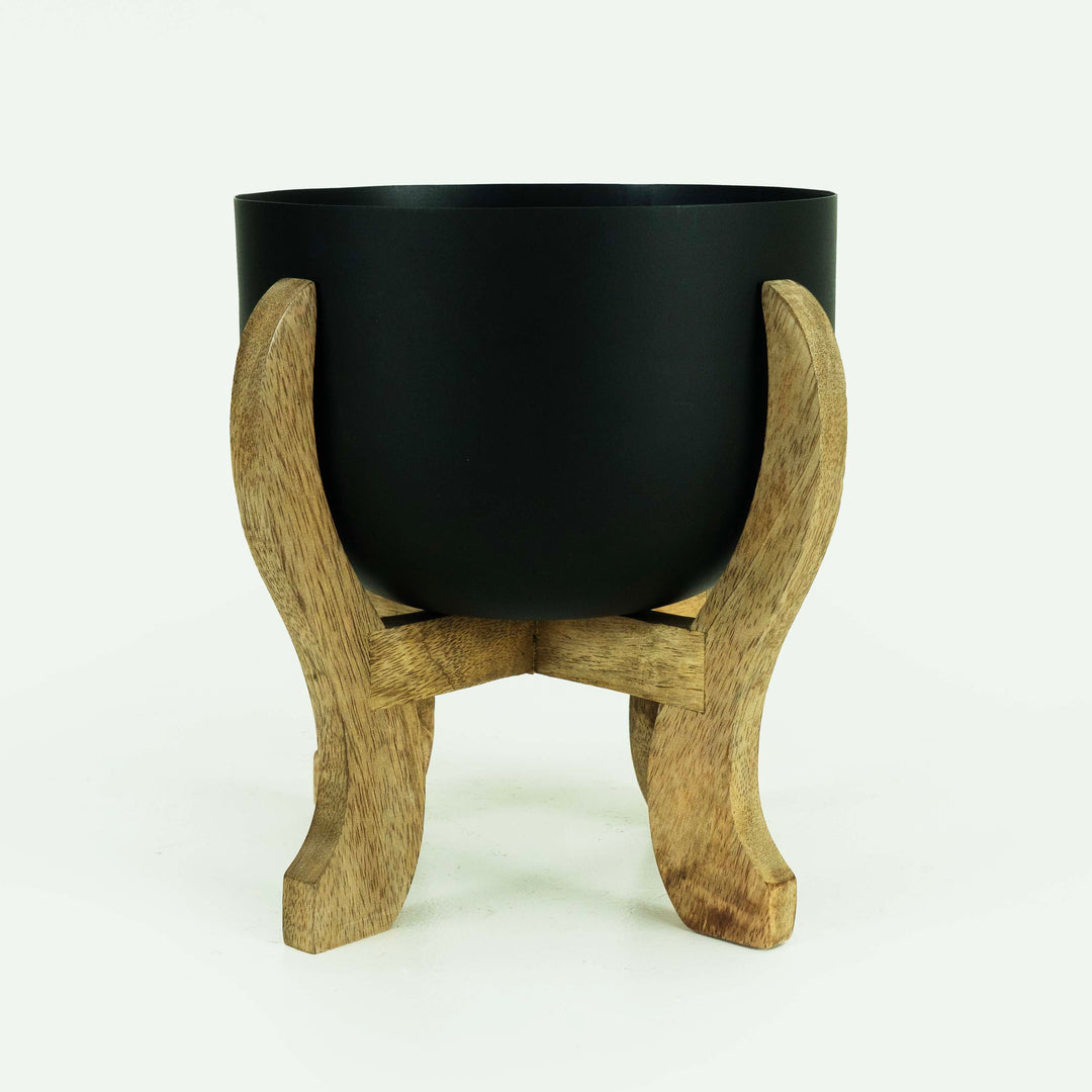 Planter on Curved Wood Stand