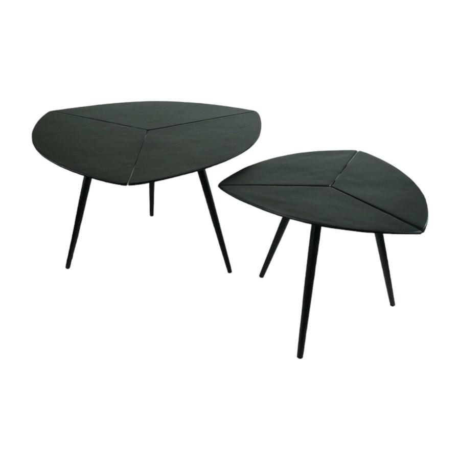 Triangular Centre Table Set Brass Antique (Set of 2)