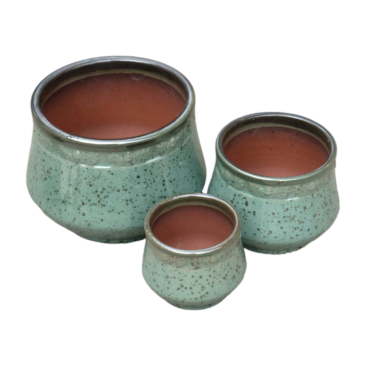 Engraved Border Ceramic Pot