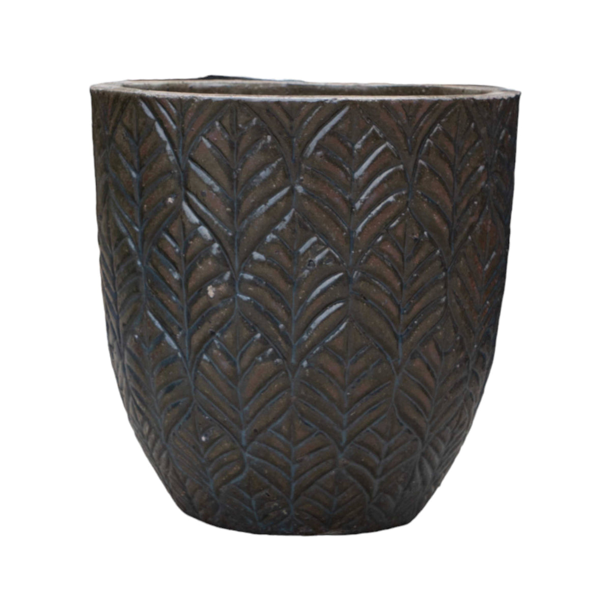 Leaf Engraved Ceramic Pot