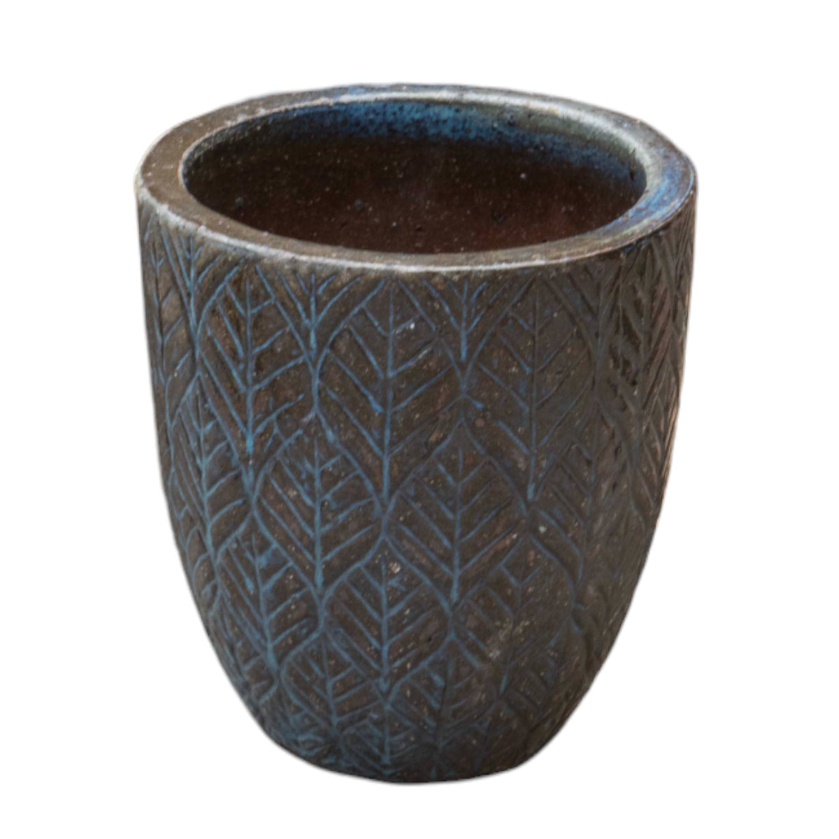 Leaf Engraved Ceramic Pot