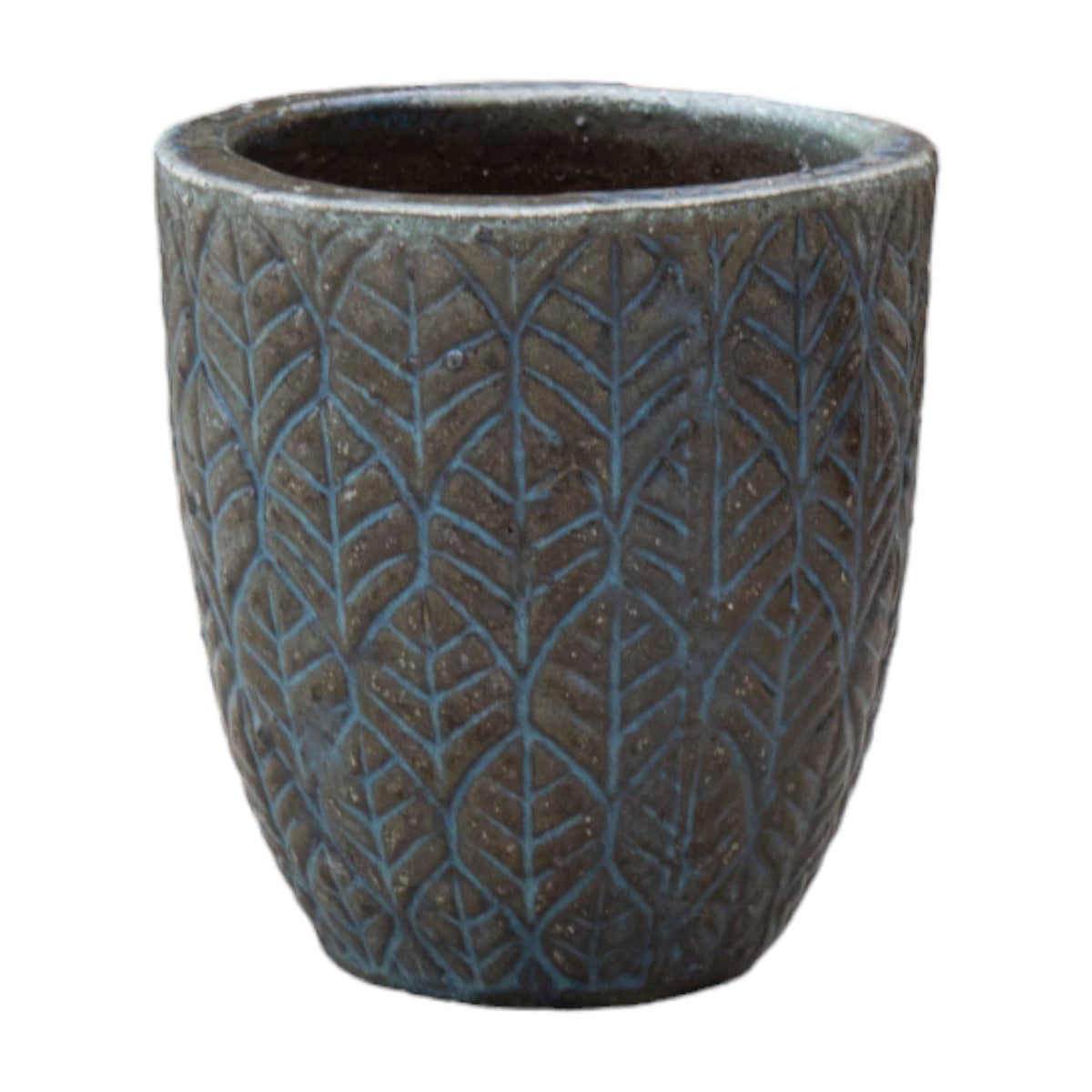 Leaf Engraved Ceramic Pot