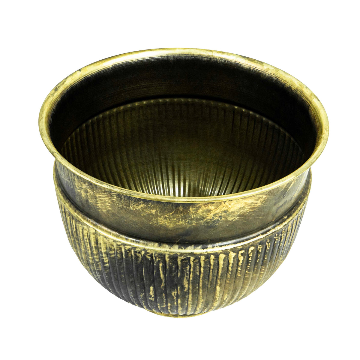 Round Cloudy Brass Pot