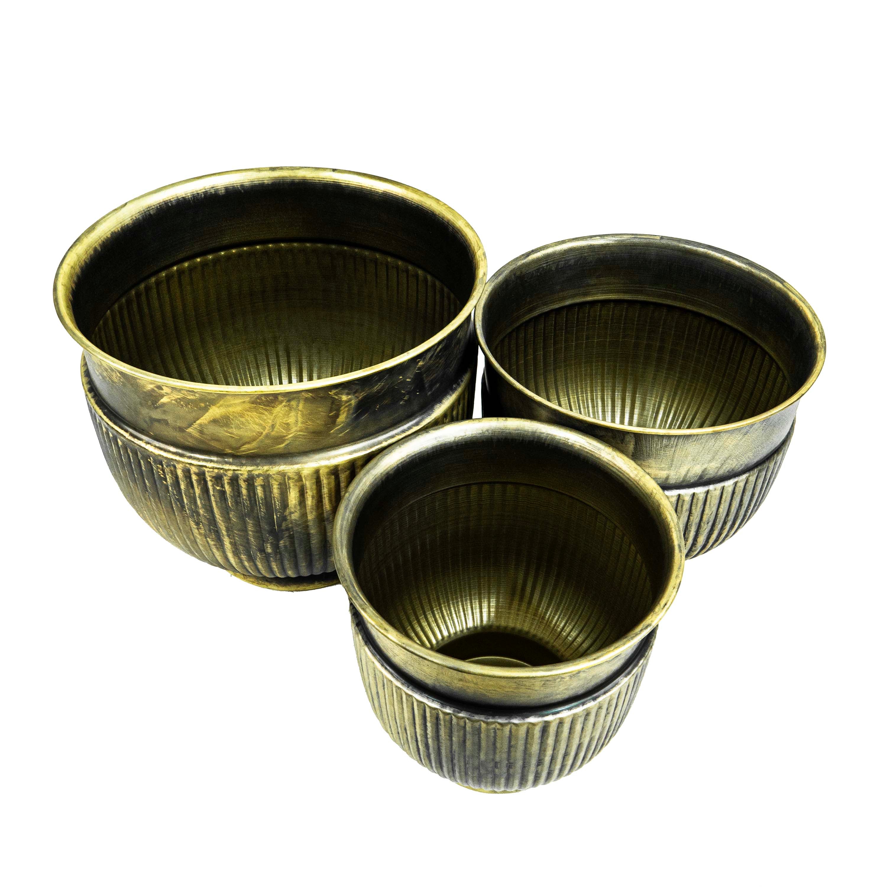 Round Cloudy Brass Pot