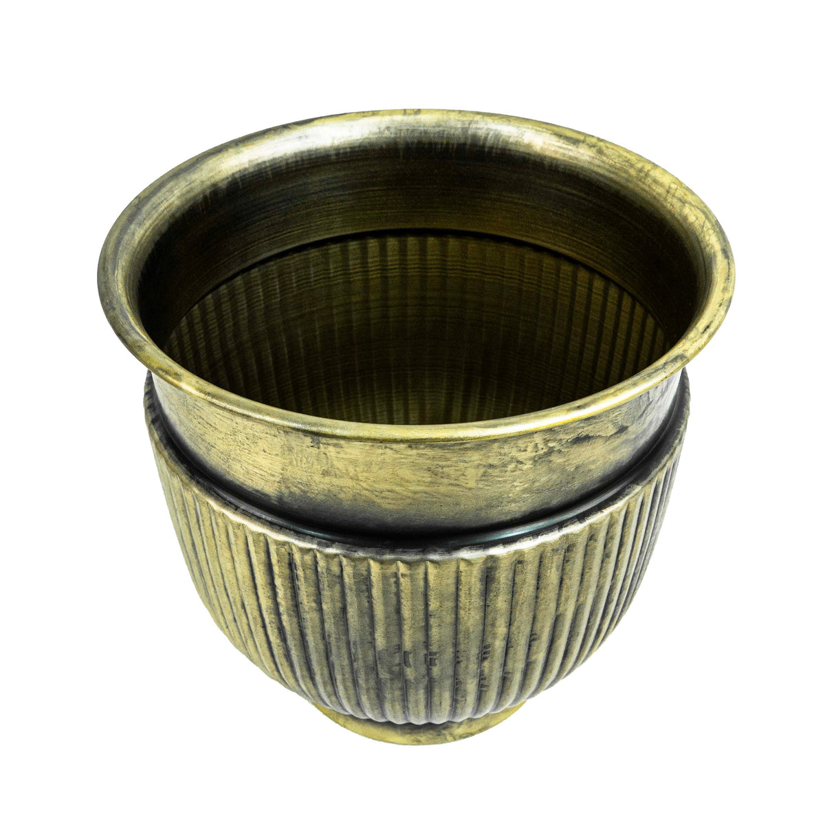 Round Cloudy Brass Pot