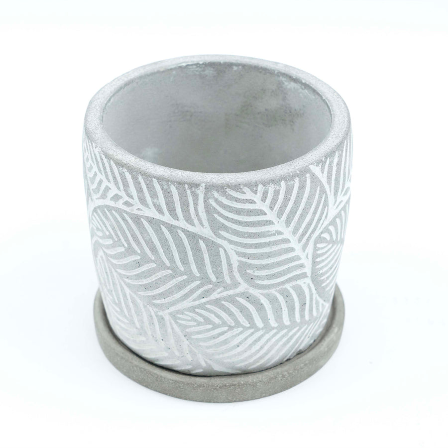 Leaf Embossed Planter with Drainage Plate