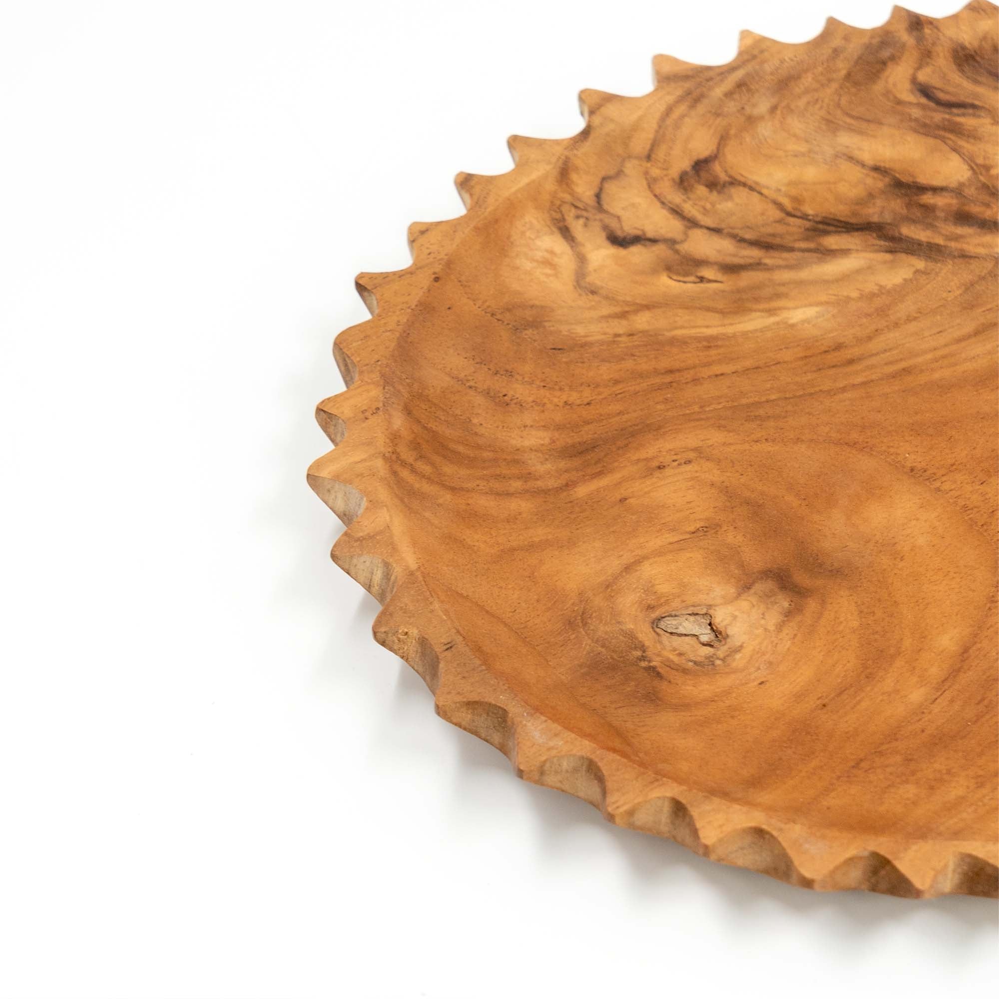 Yarah Teak Wood Zig-Zag Edge Platter