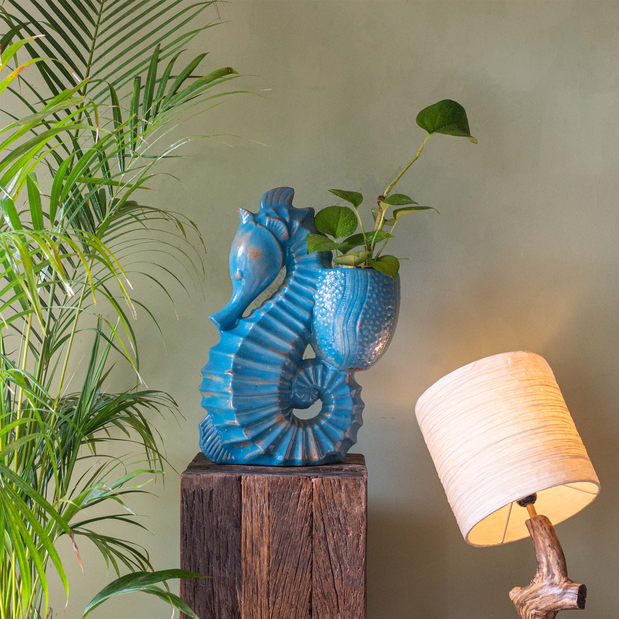 Ceramic Seahorse Garden Figurine