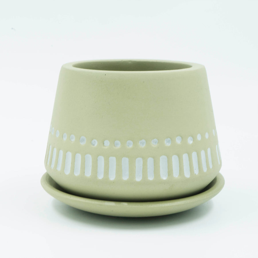 Terracotta Planter Bowl Etched Base