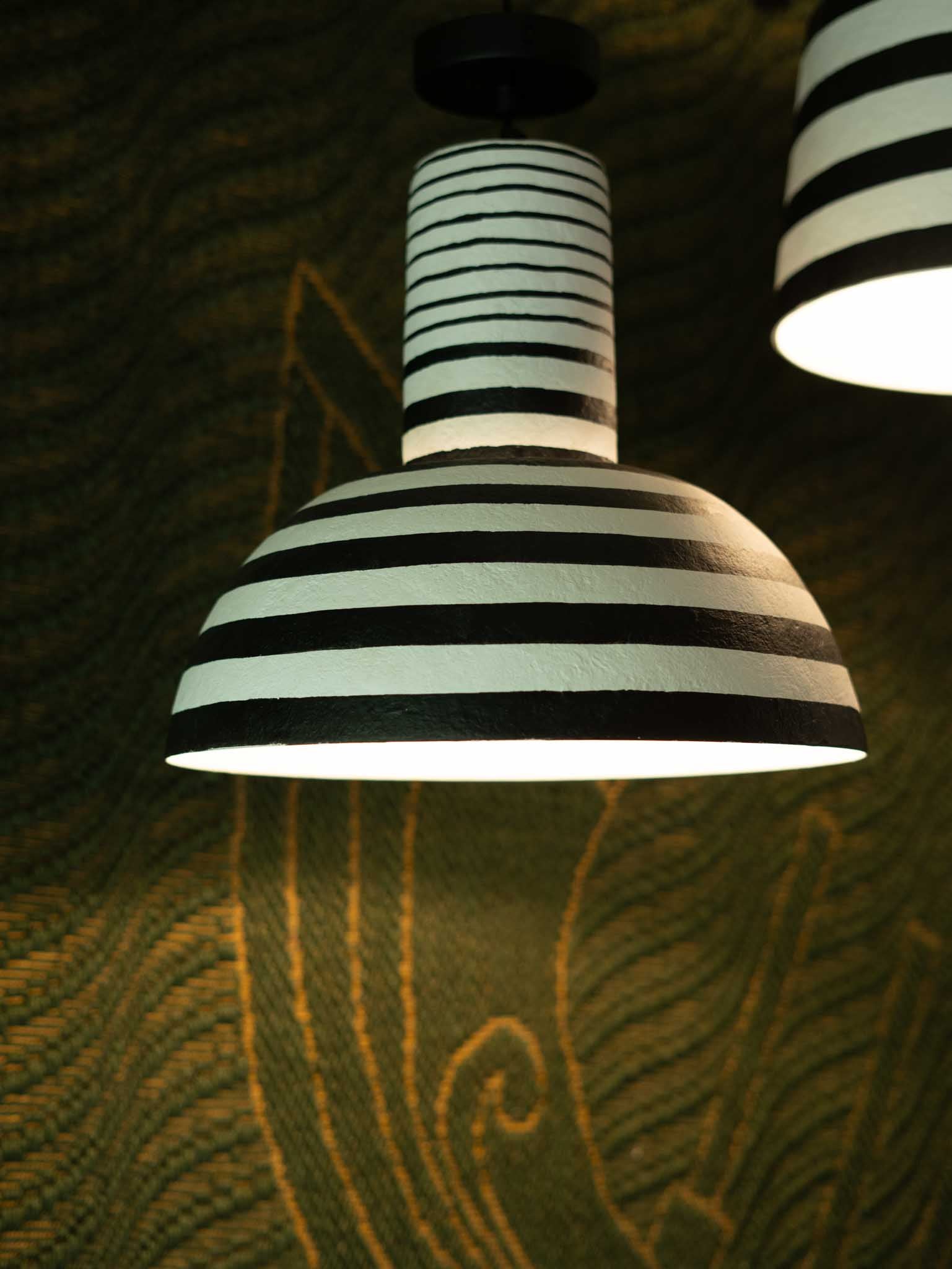 Hand Painted Paper Mache Wide Pendant Lamp