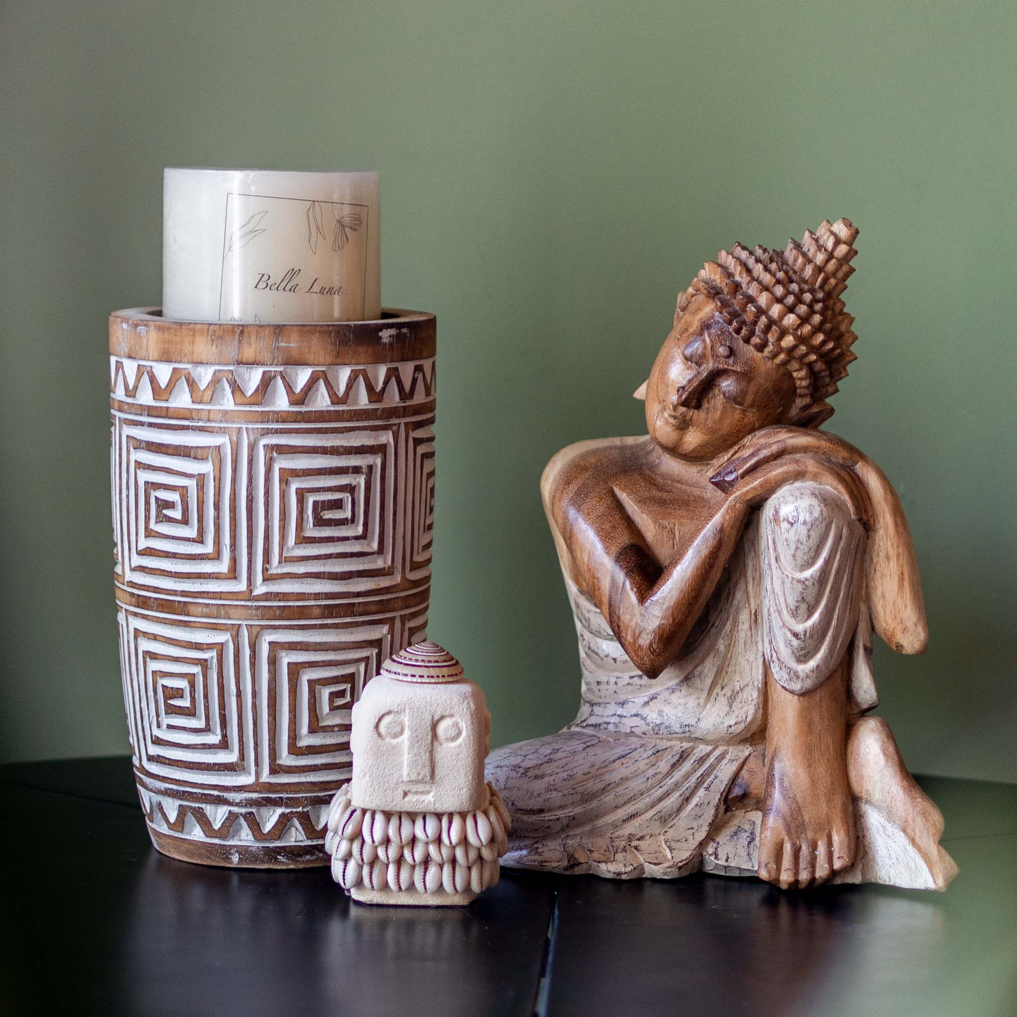 Albizia Wooden Etched Vase