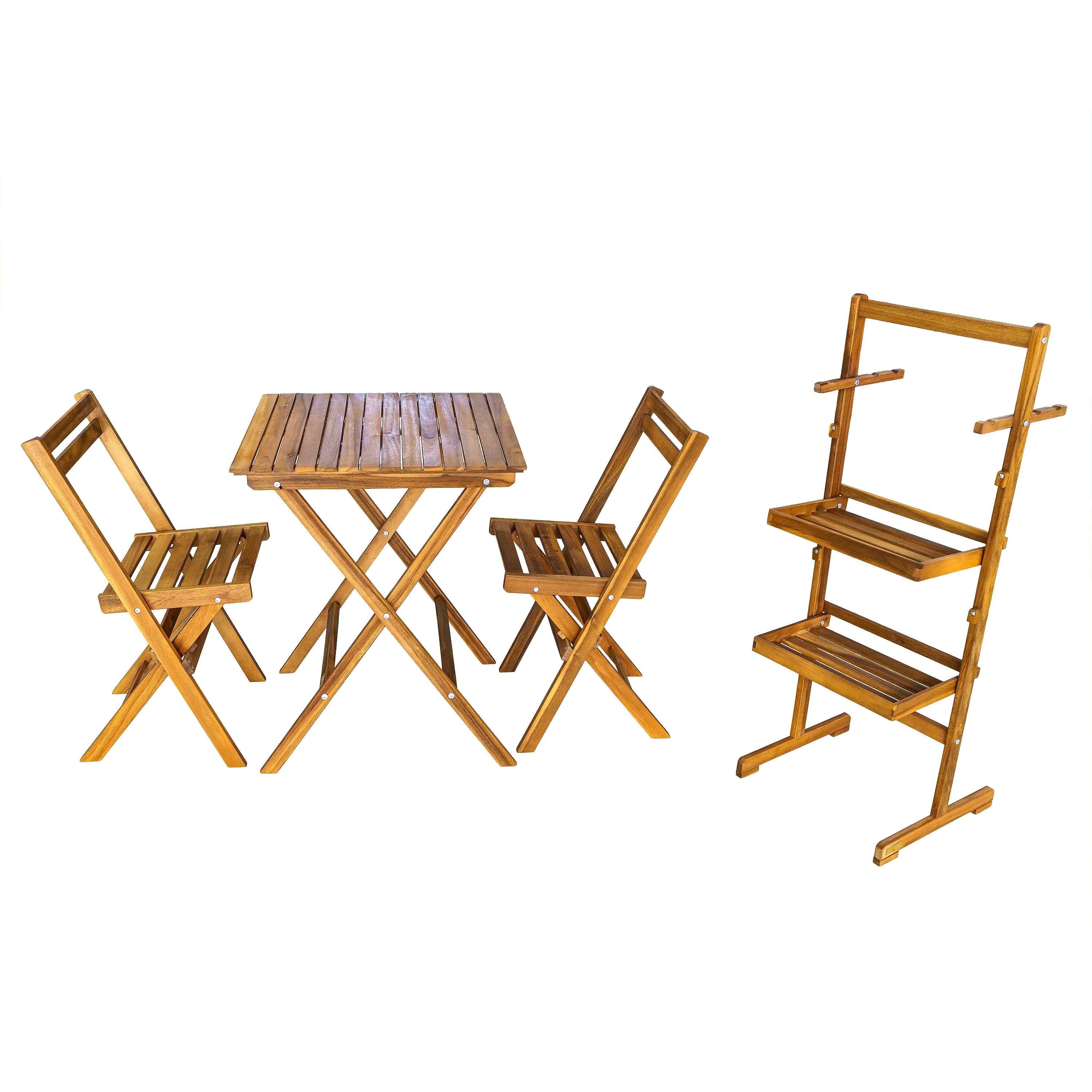 Clara Foldable Table Set With Shelf - Set Of 4