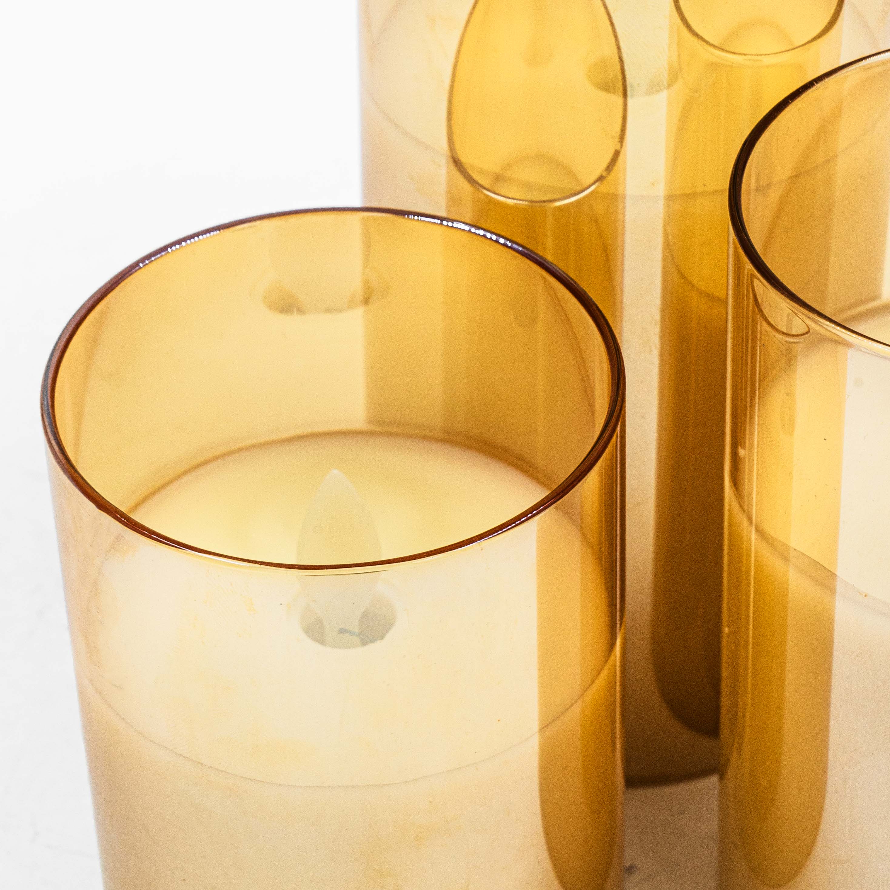 Acrylic Body Pillar Candle With Remote (Set Of 3)