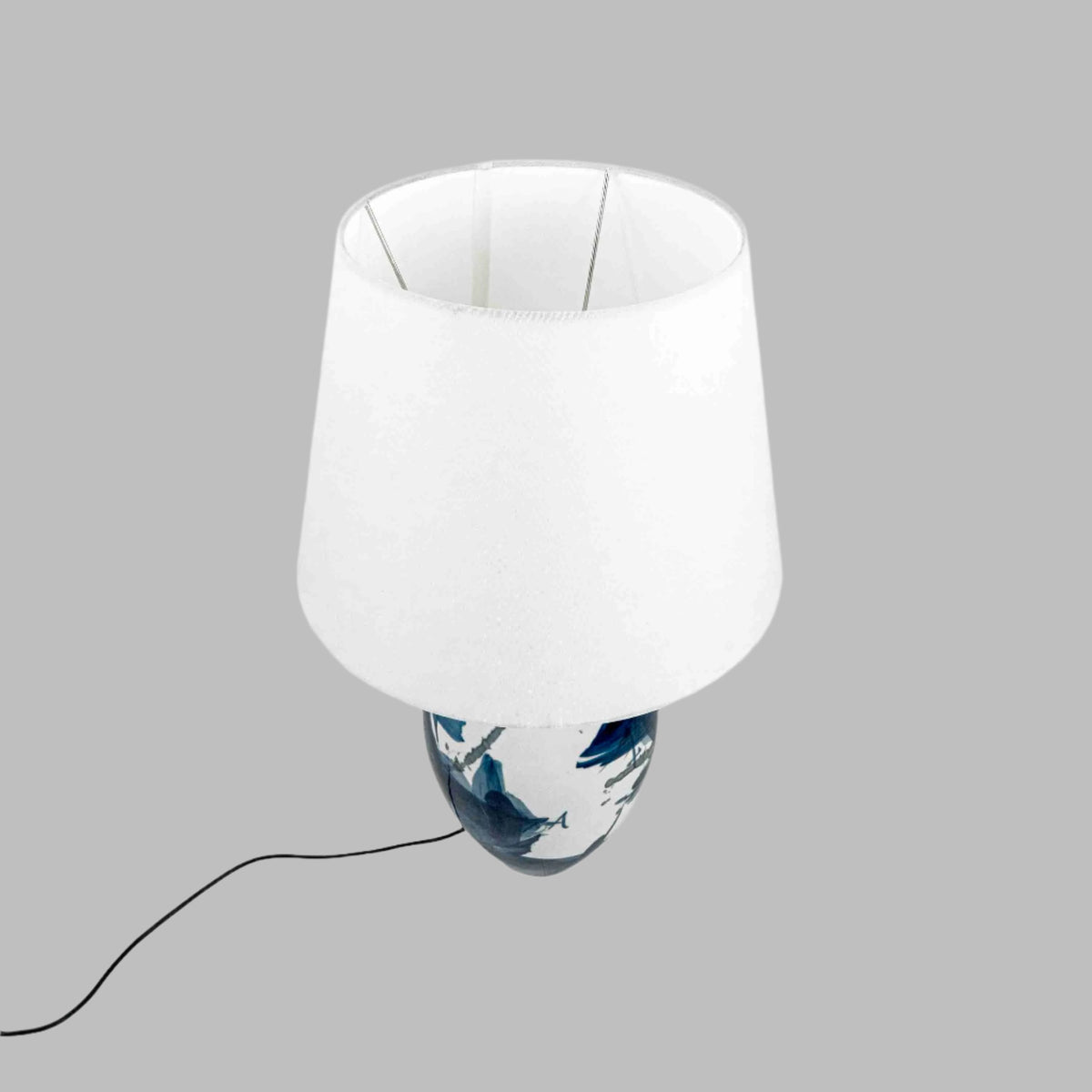 Hand Painted Ceramic Blue Table Lamp With Shade