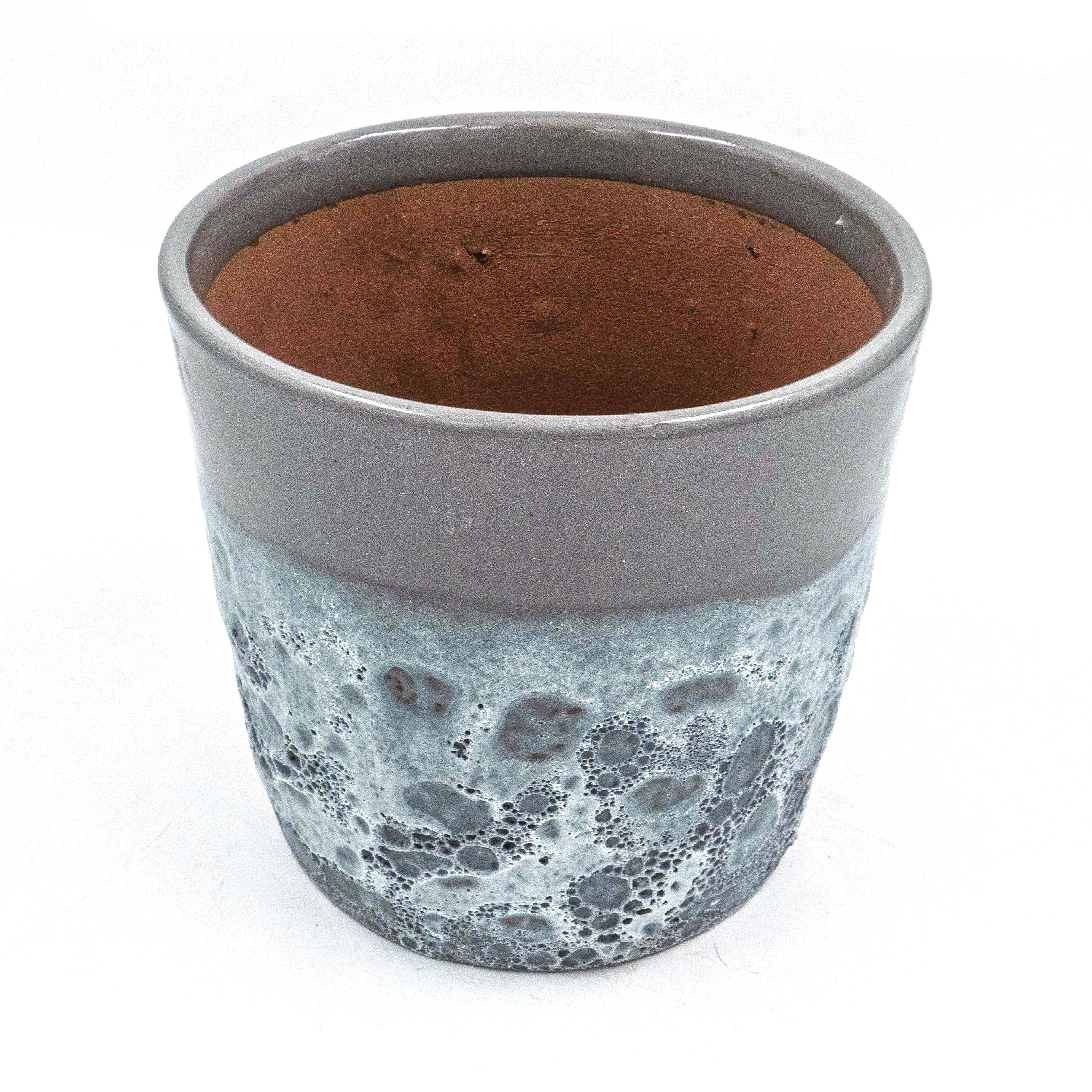 Round Cylinder Pot With Saucer Set Light Grey