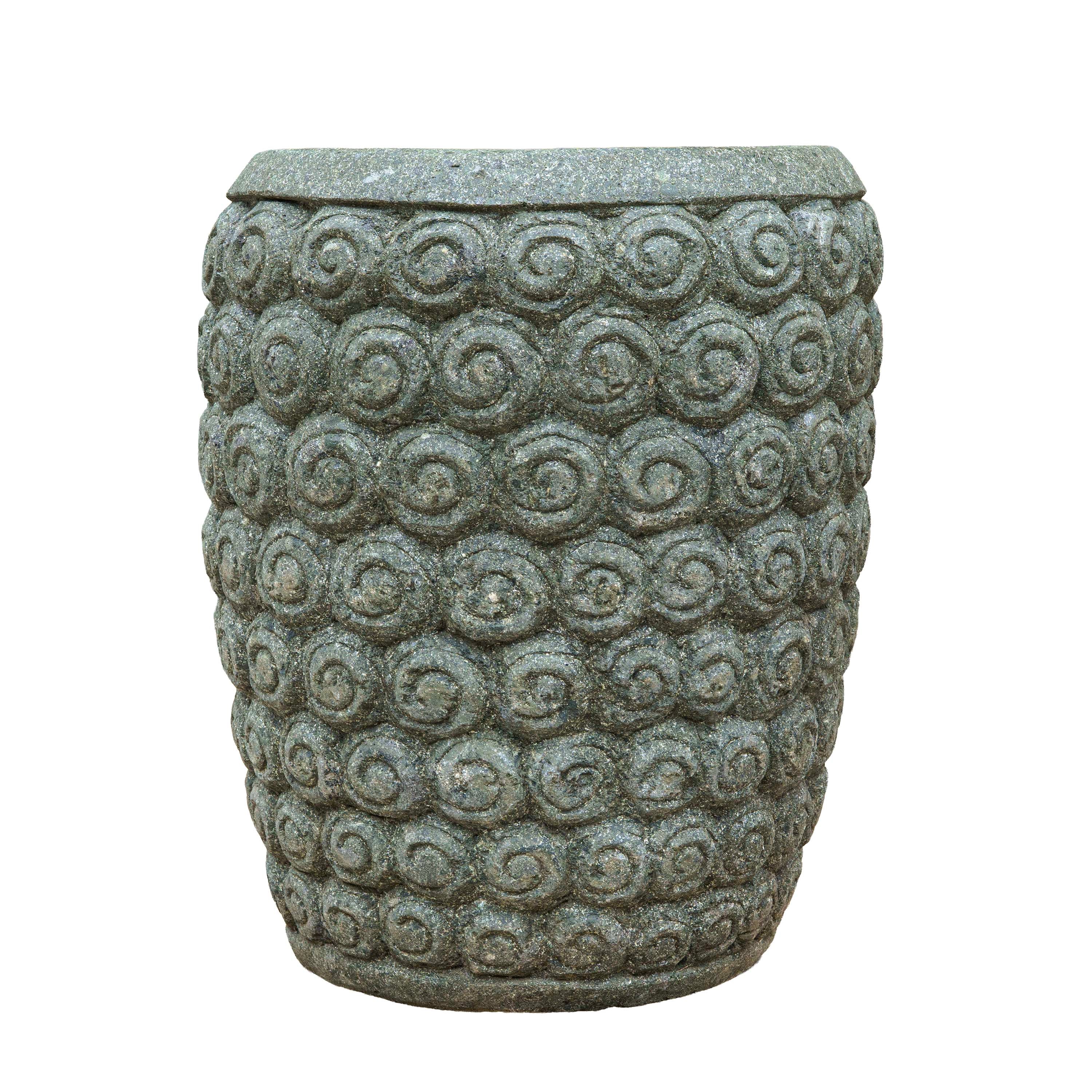 Green Stone Handcarved paras Pot Circled