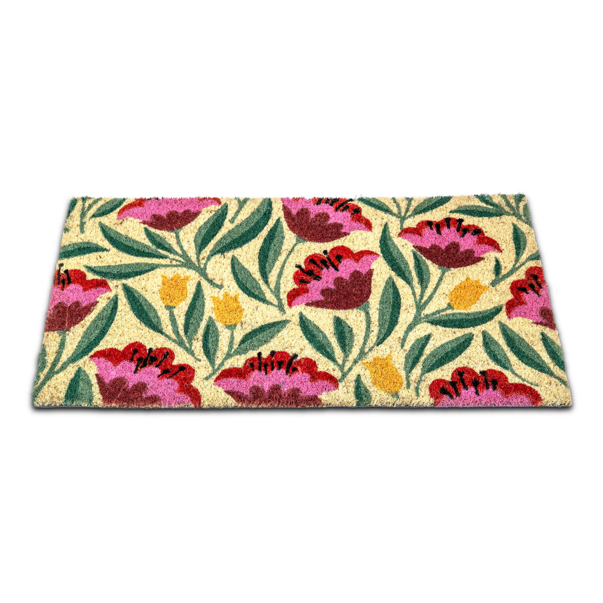 PVC BACKED COIR MAT RED ROSE