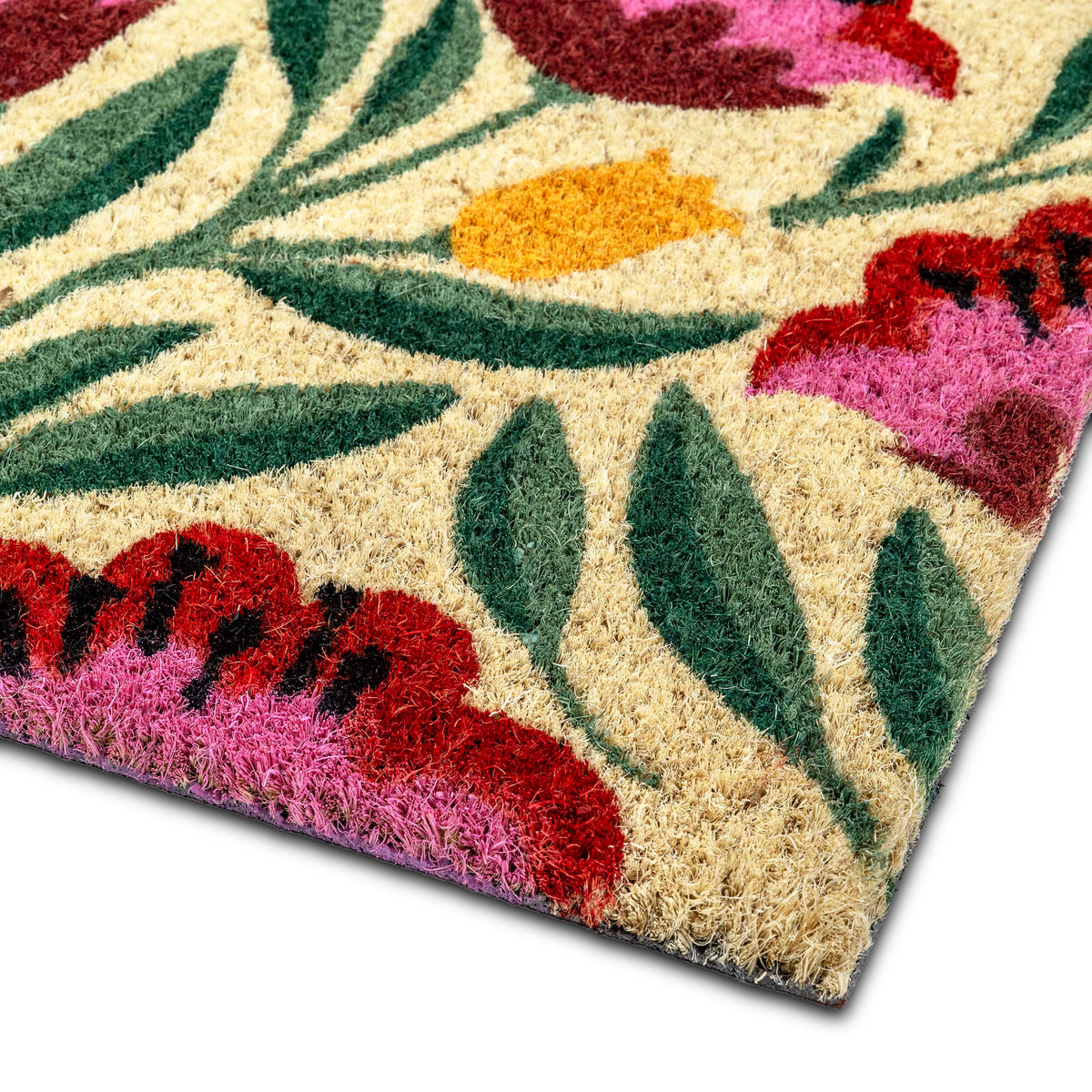 PVC BACKED COIR MAT RED ROSE