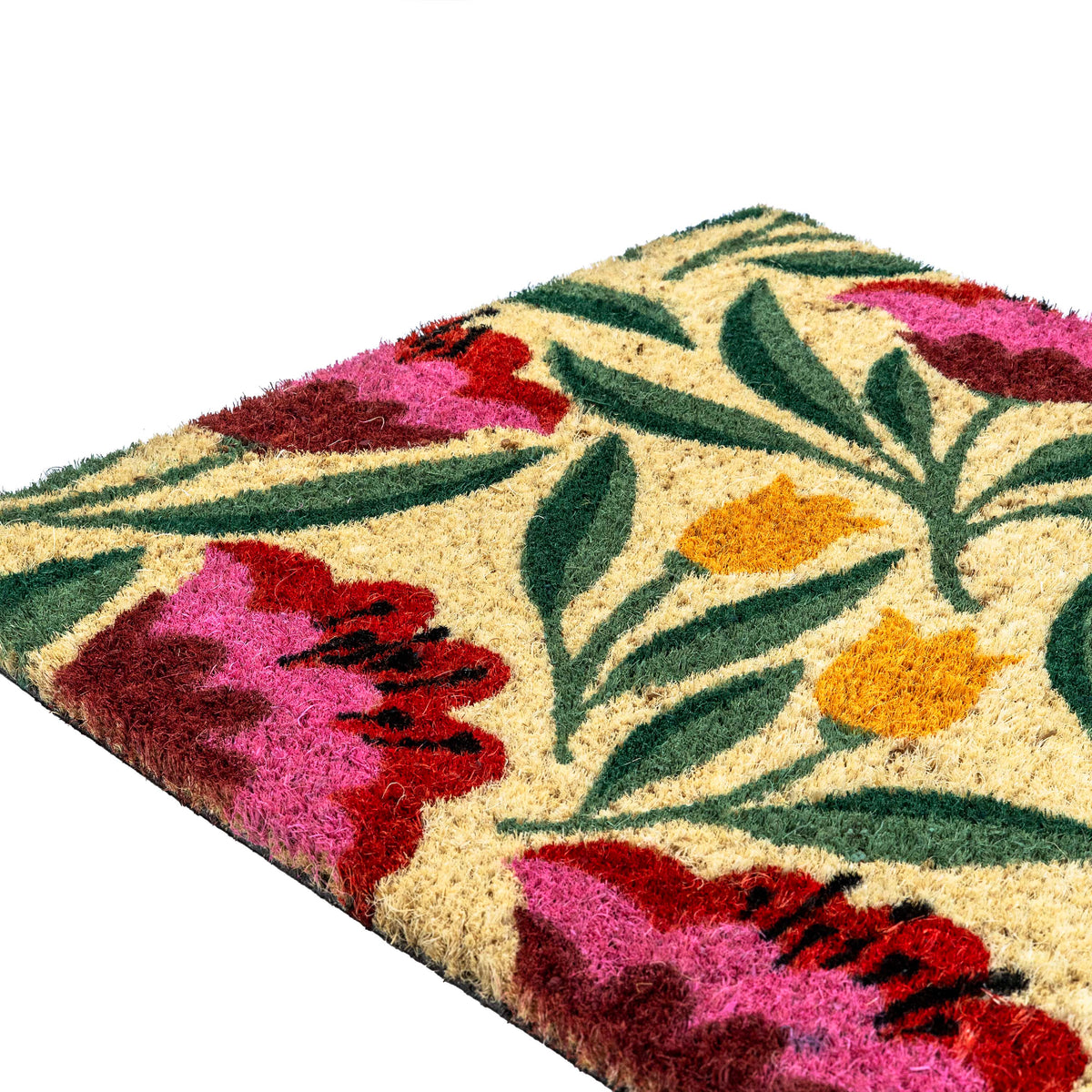 PVC BACKED COIR MAT RED ROSE