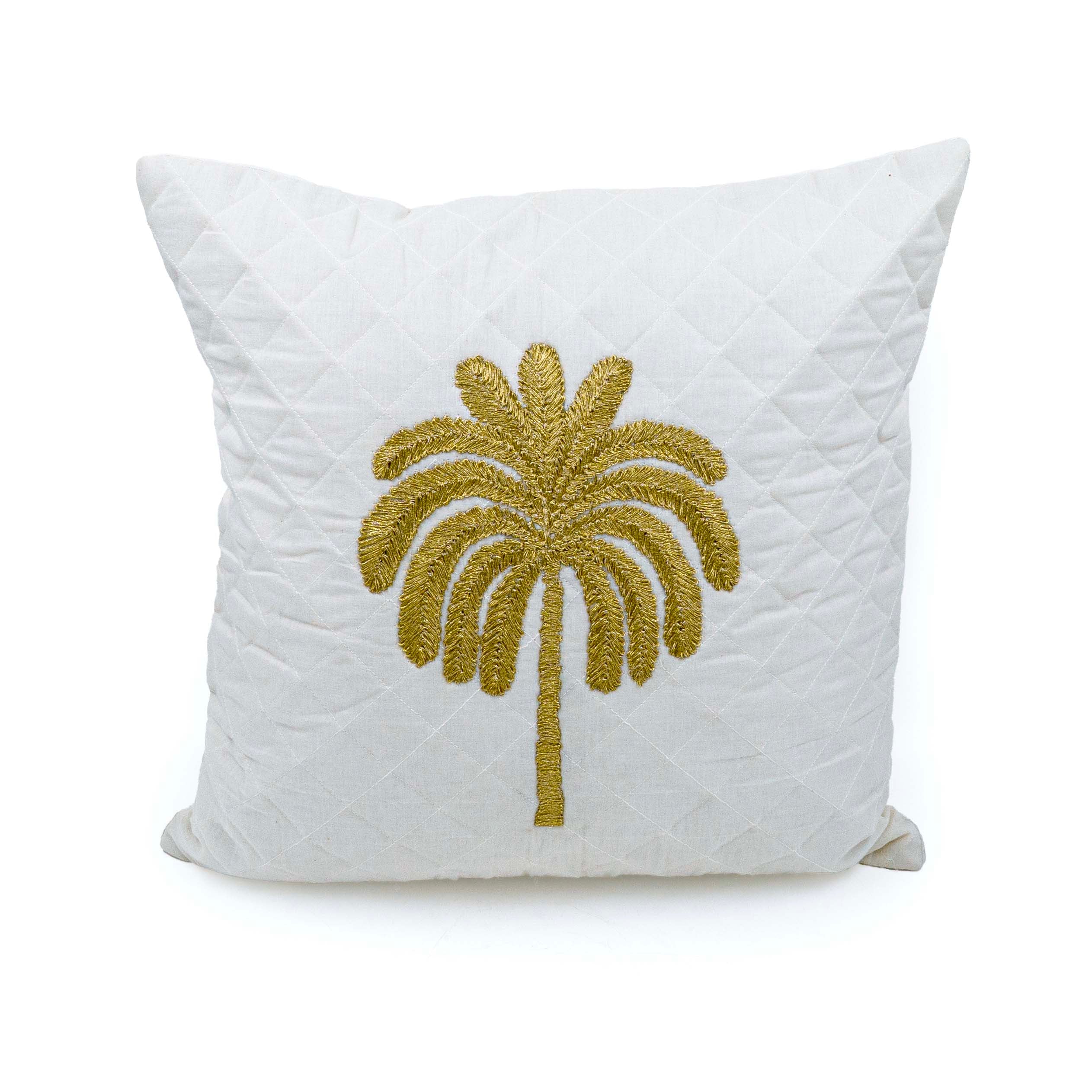 Embroidered Quilted Palm Motif Cushion cover