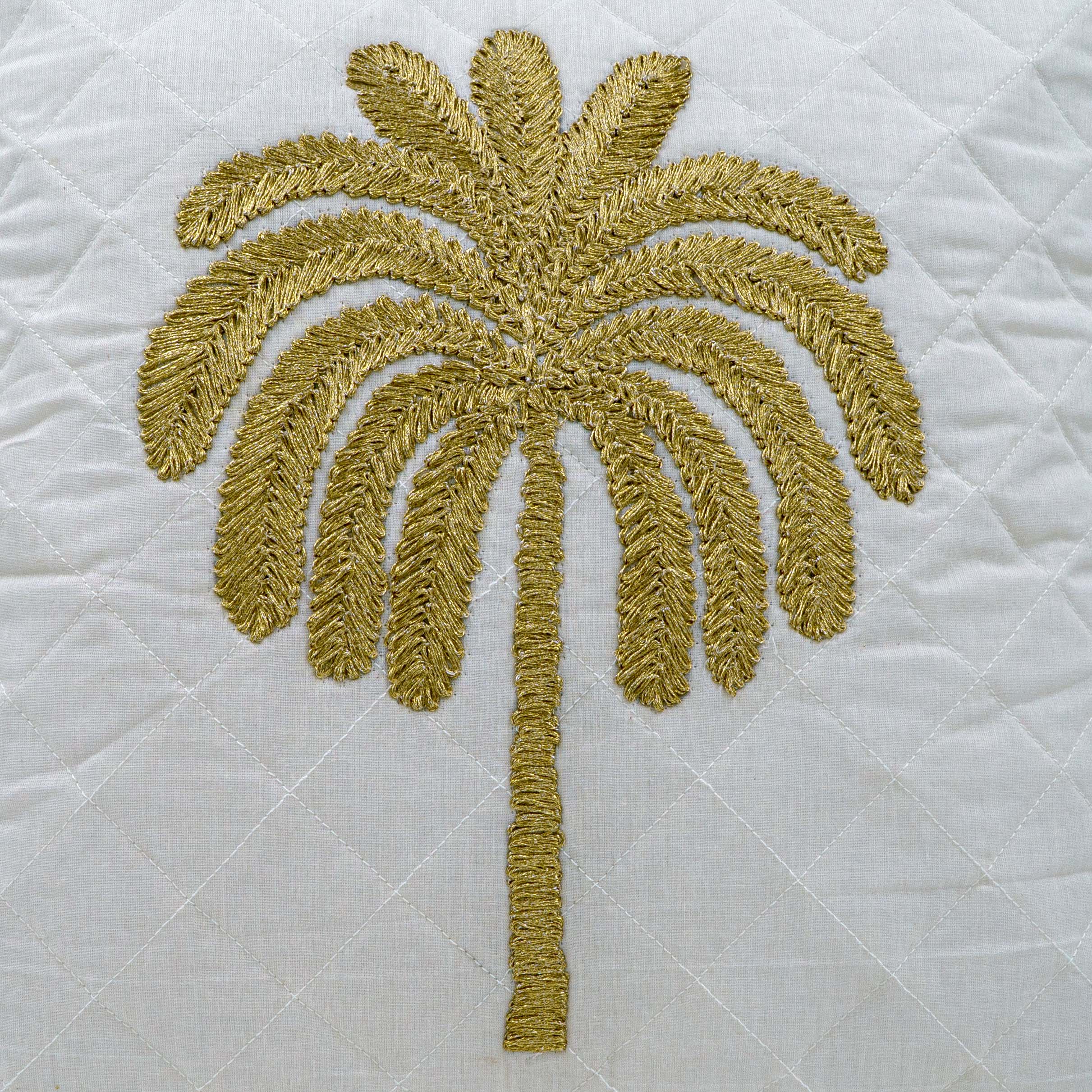 Embroidered Quilted Palm Motif Cushion cover