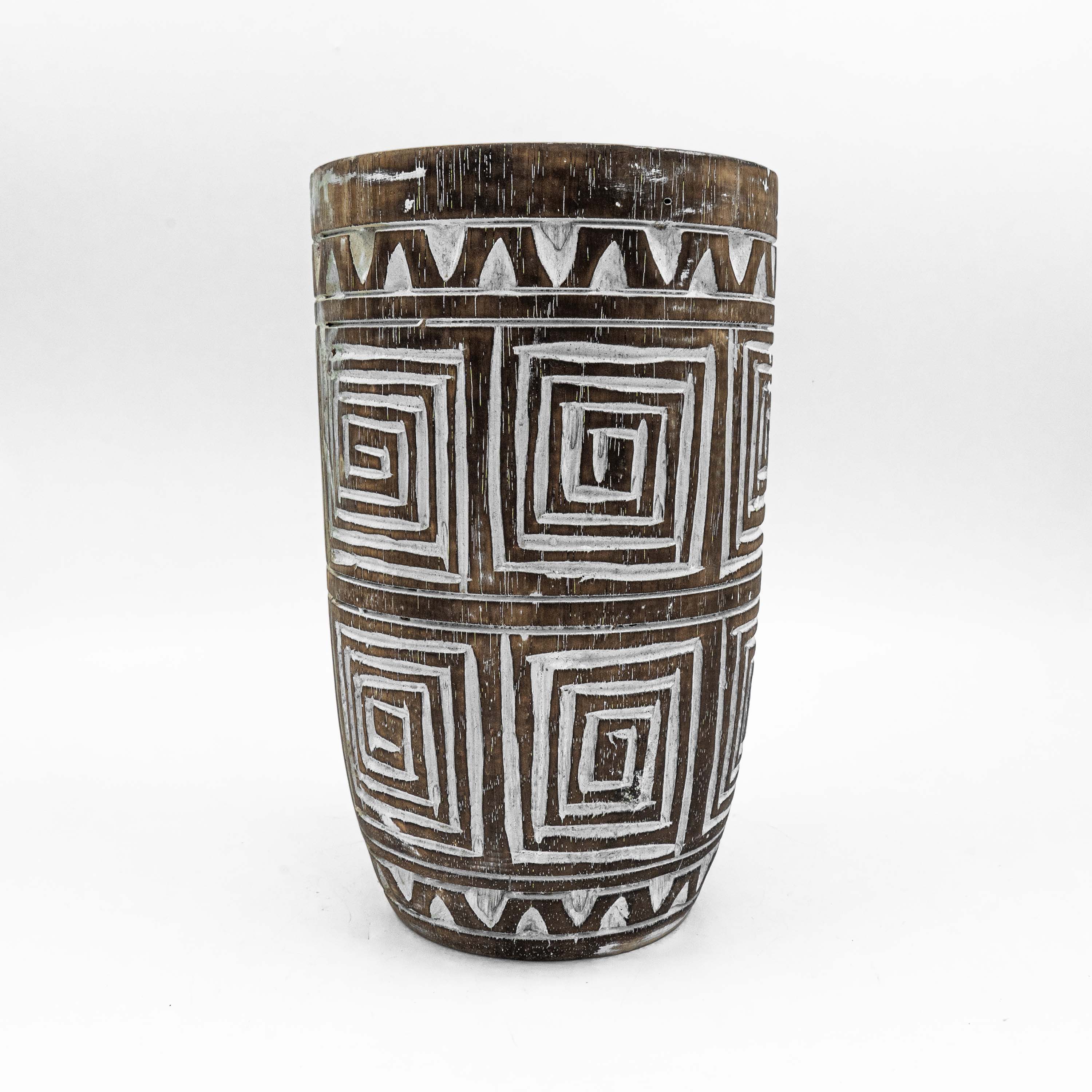 Albizia Wooden Etched Vase