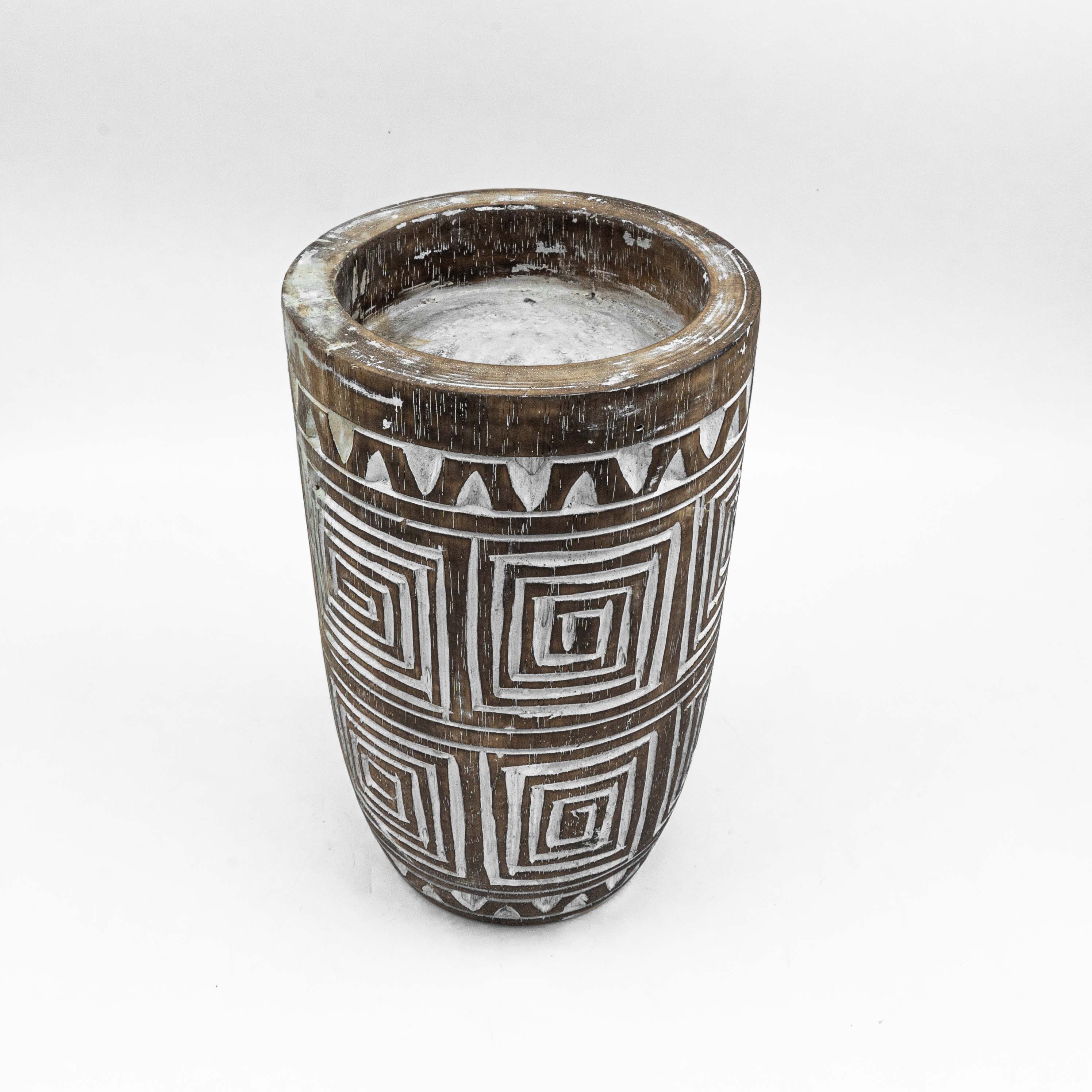 Albizia Wooden Etched Vase