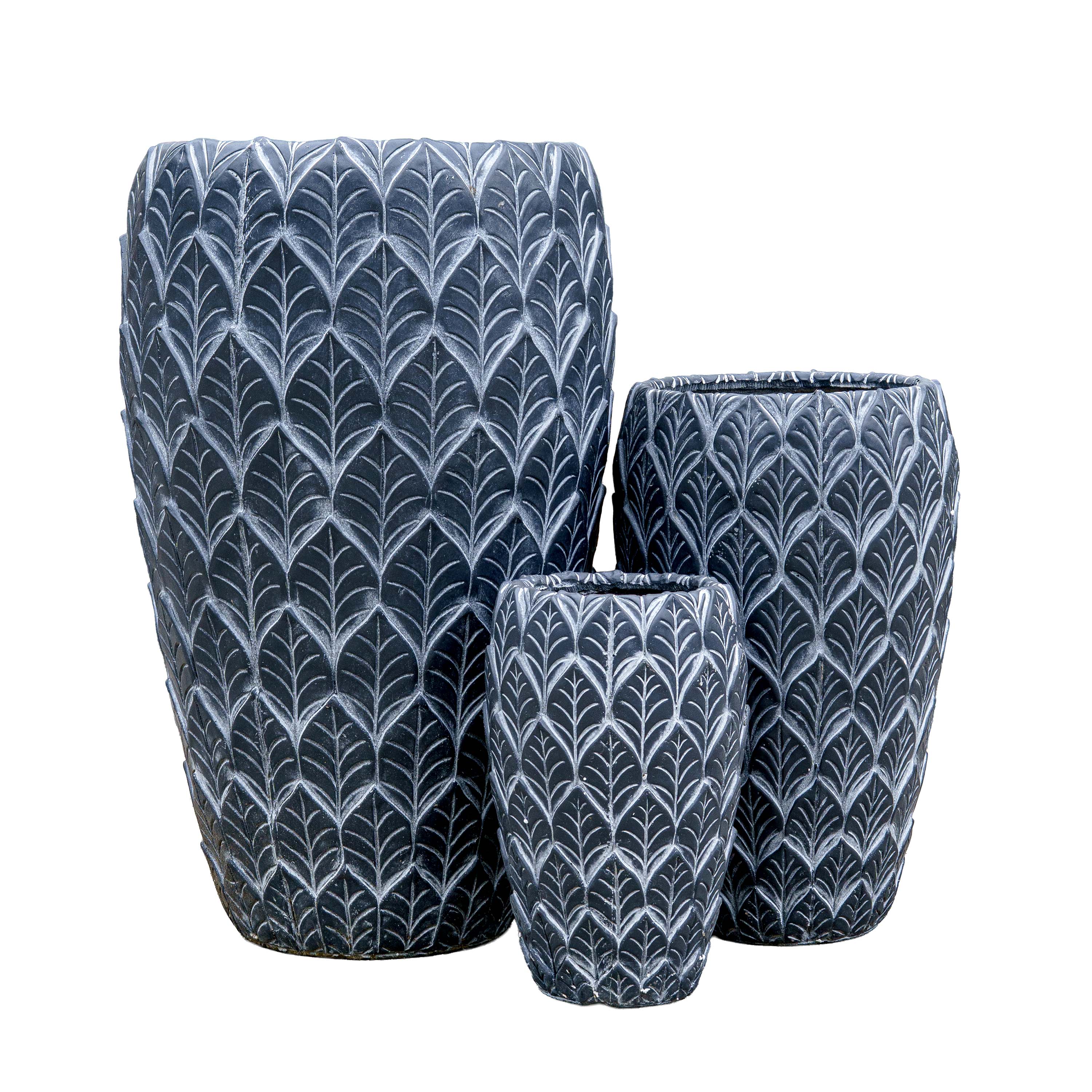 Etched Cement Planter Black