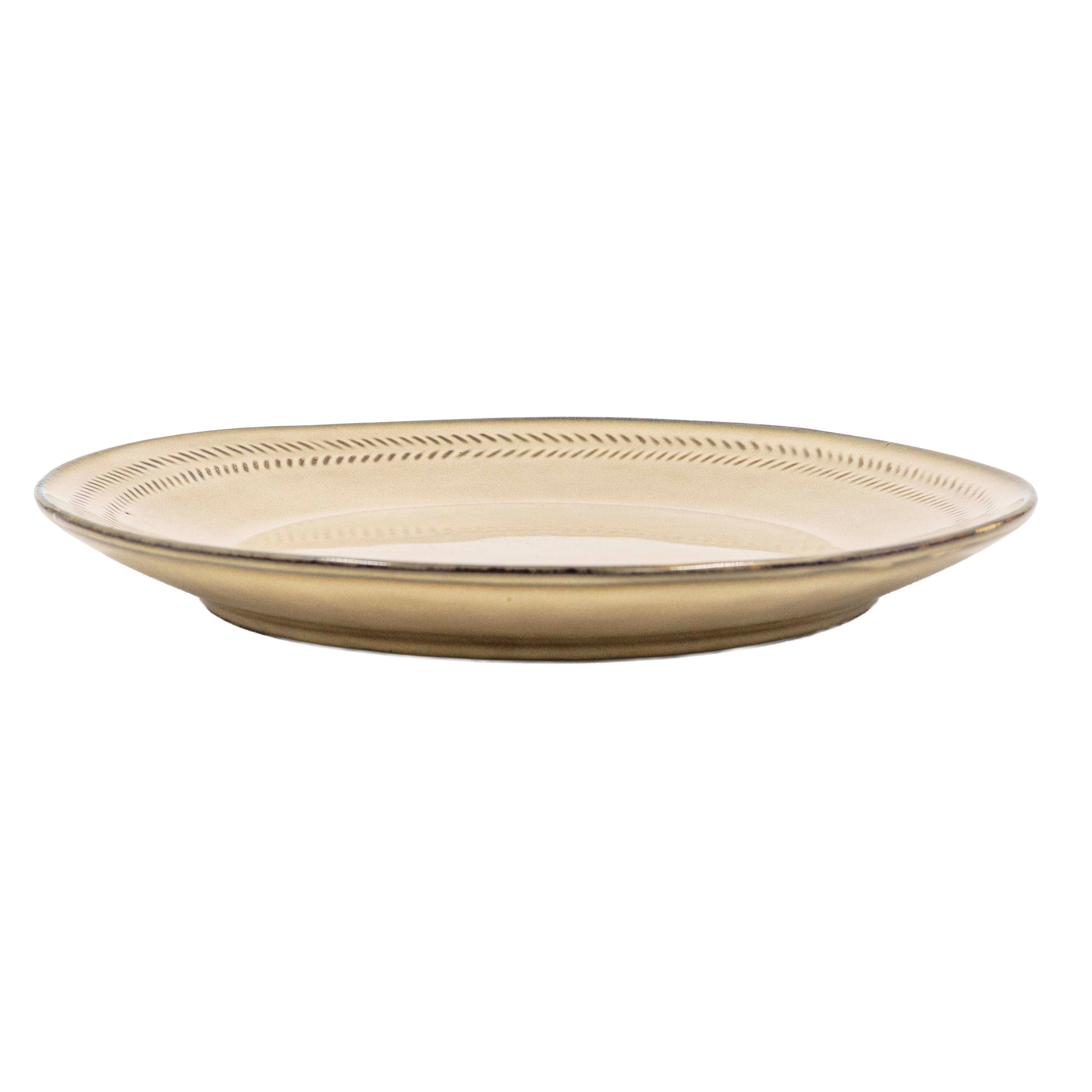 Ivory Gold Ceramic Round Plate