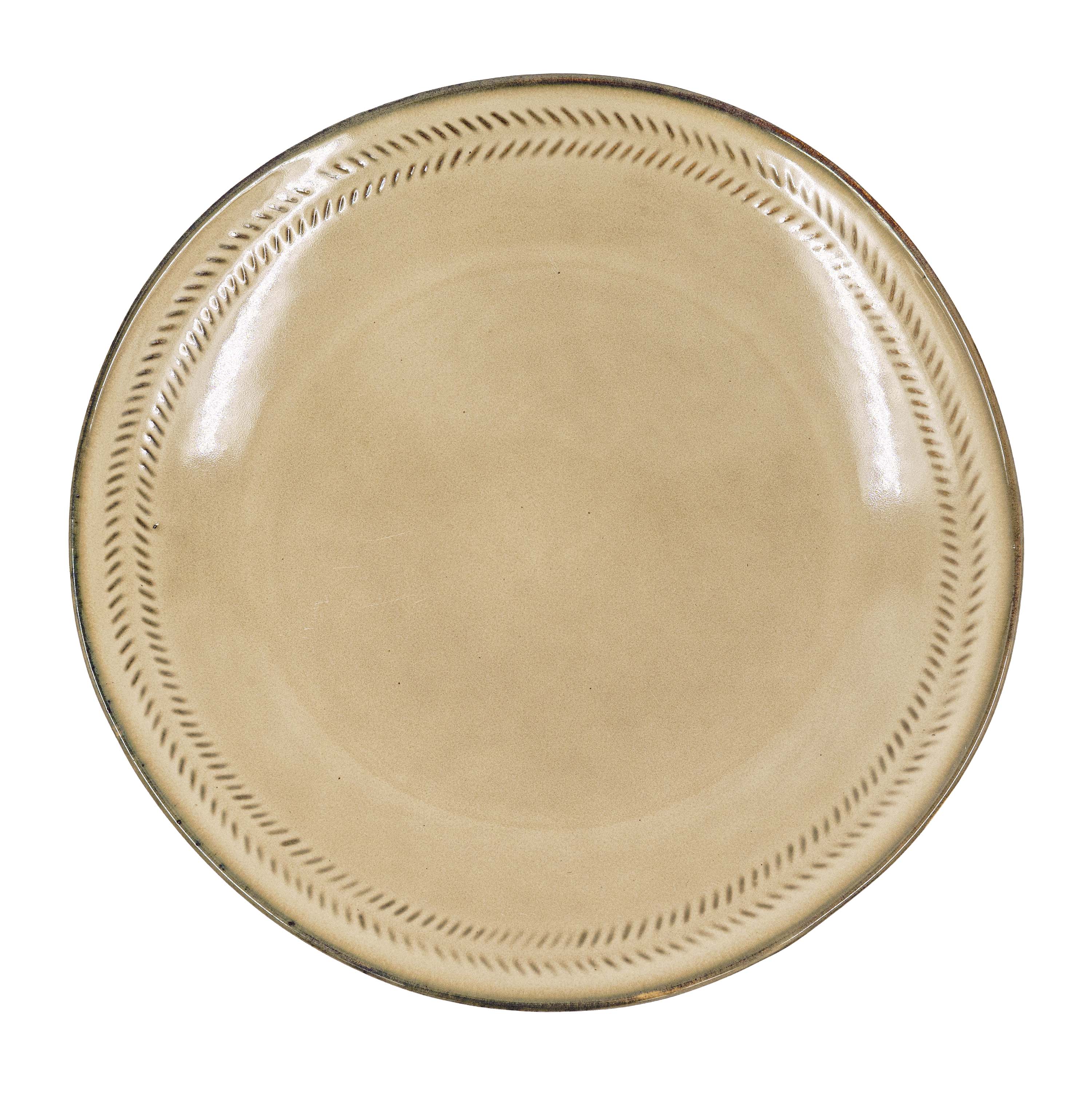 Ivory Gold Ceramic Round Plate