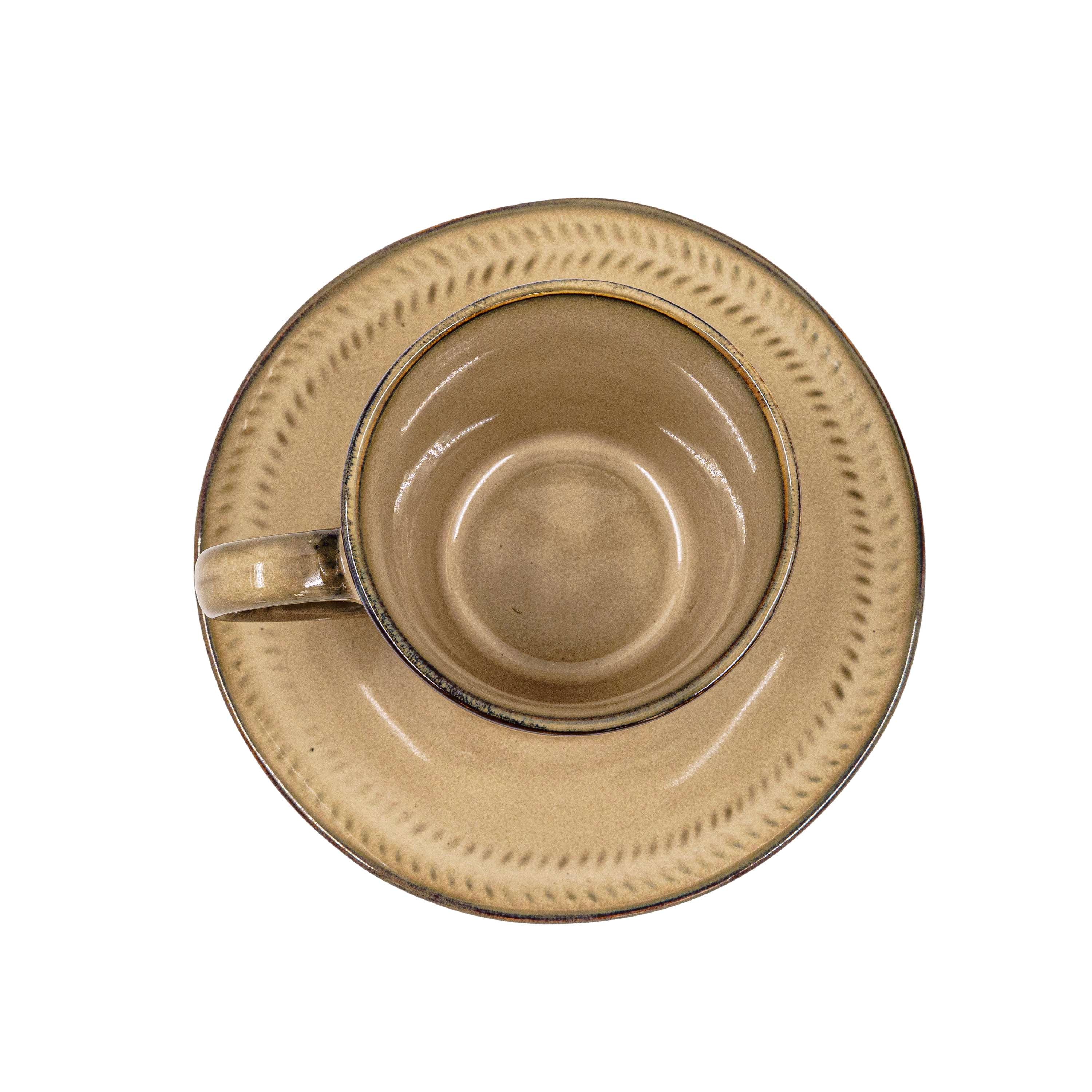 Ivory Gold Ceramic Cup Saucer Set