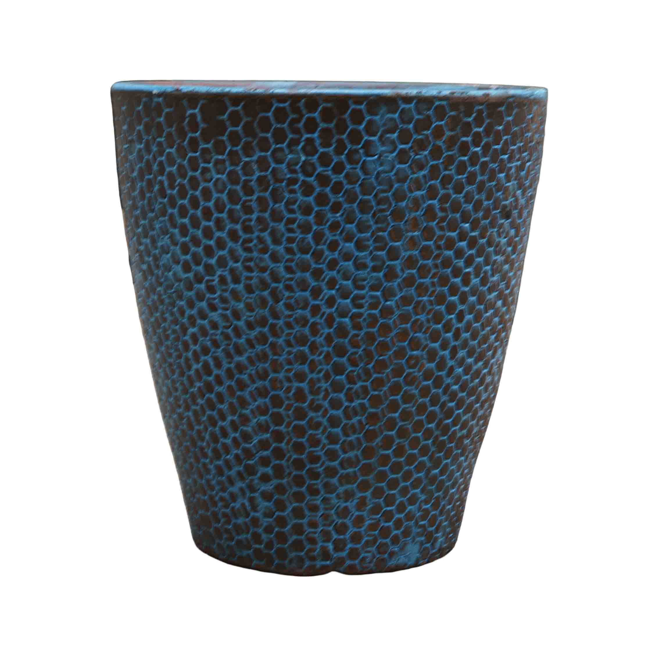 Geometric Blue Ceramic Pot