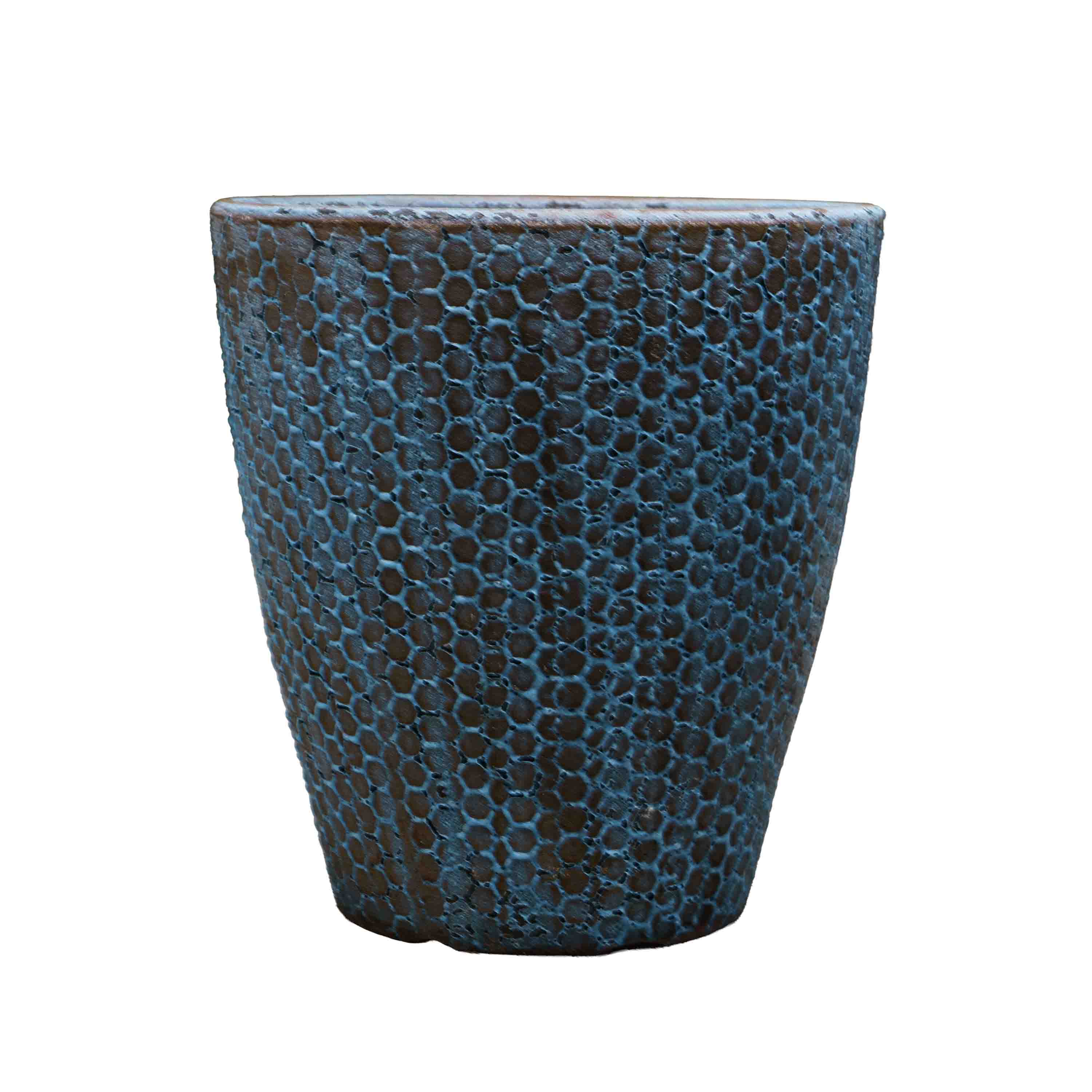 Geometric Blue Ceramic Pot