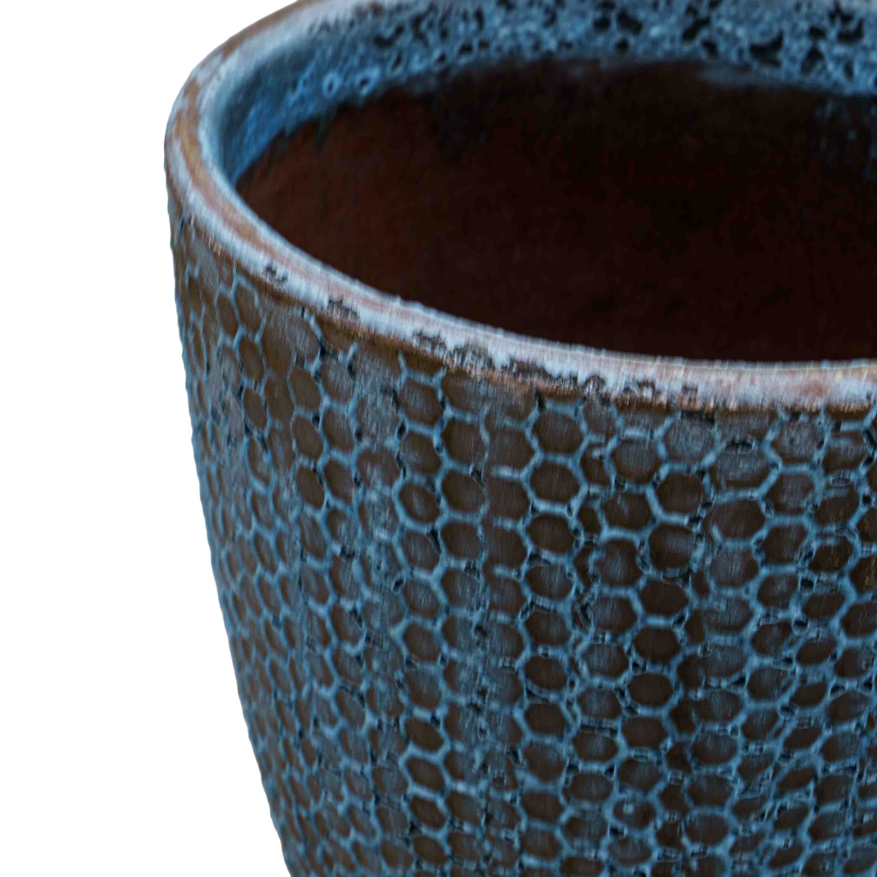 Geometric Blue Ceramic Pot