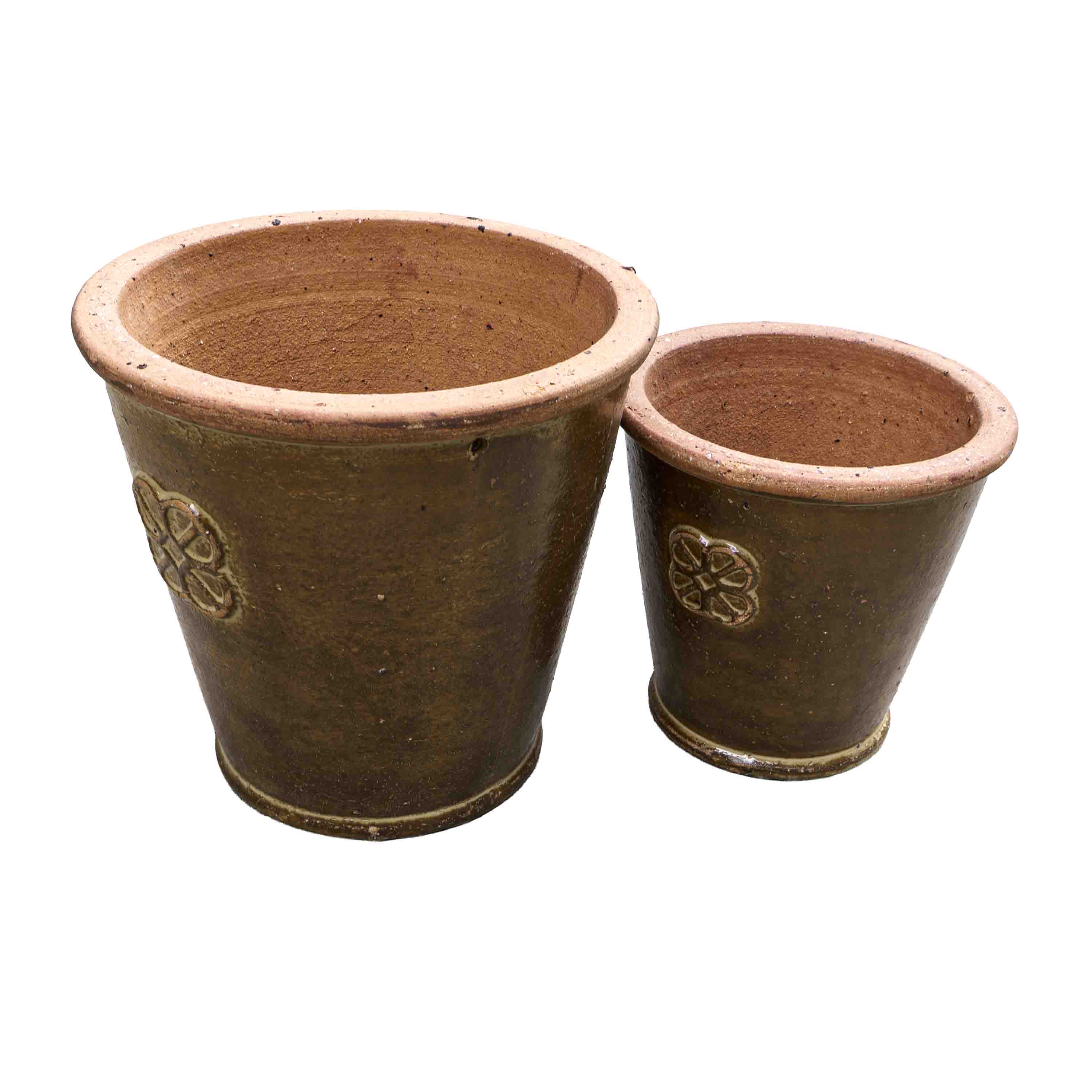 Floral Brown Ceramic Pot
