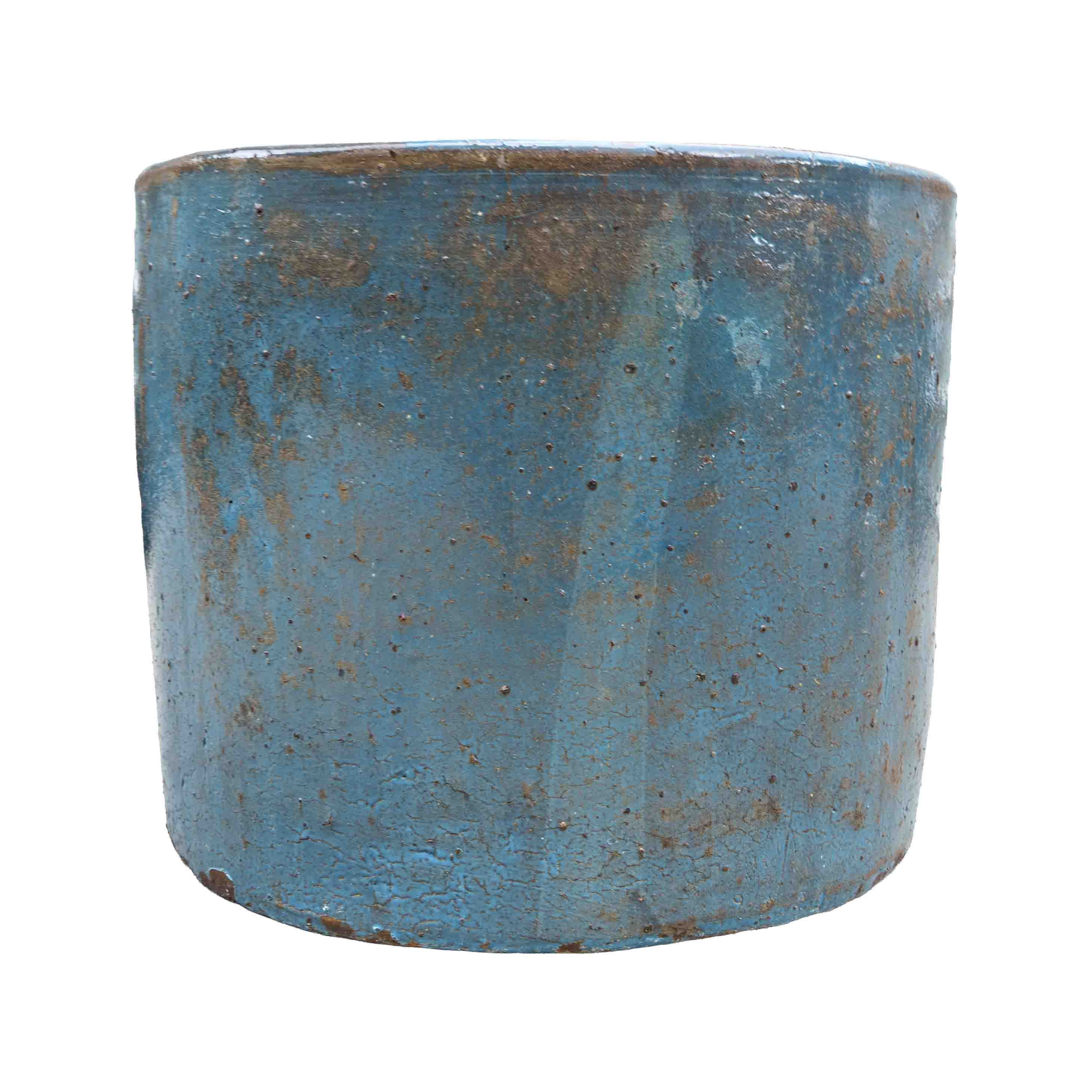 Round Blue Ceramic Pot