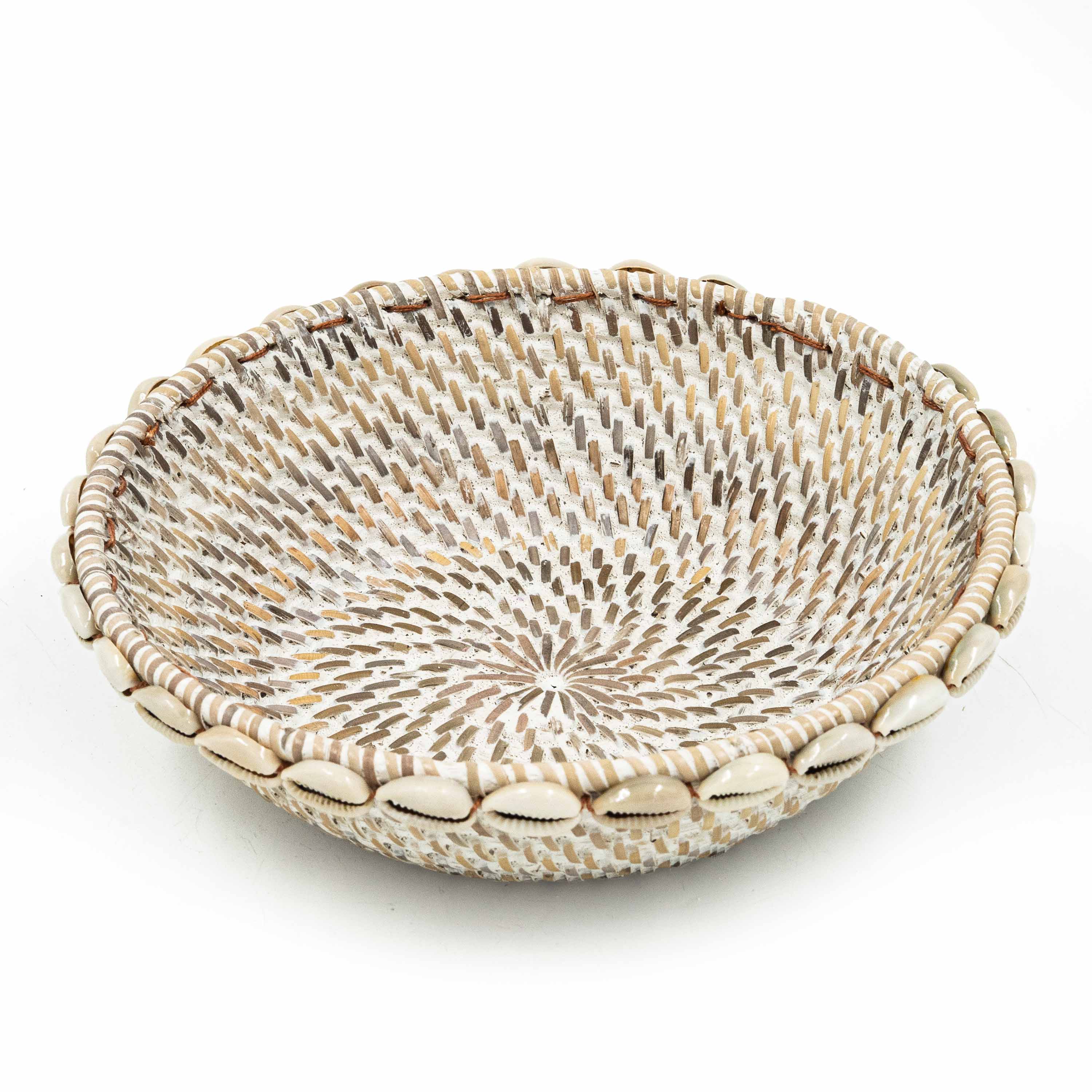 Rattan Tray With Cowrie Shells