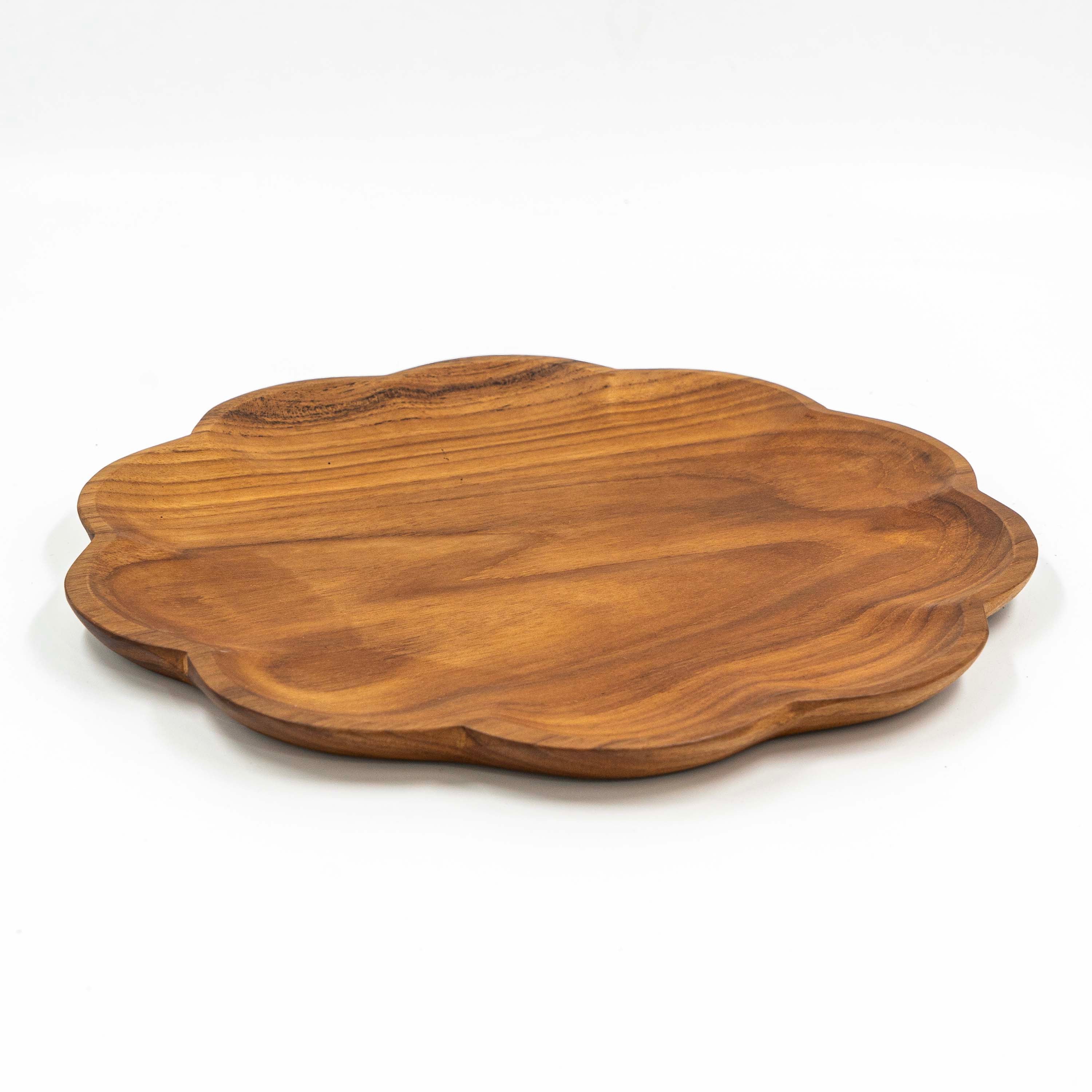 Yarah Teak Wood Flower Dinner Plate