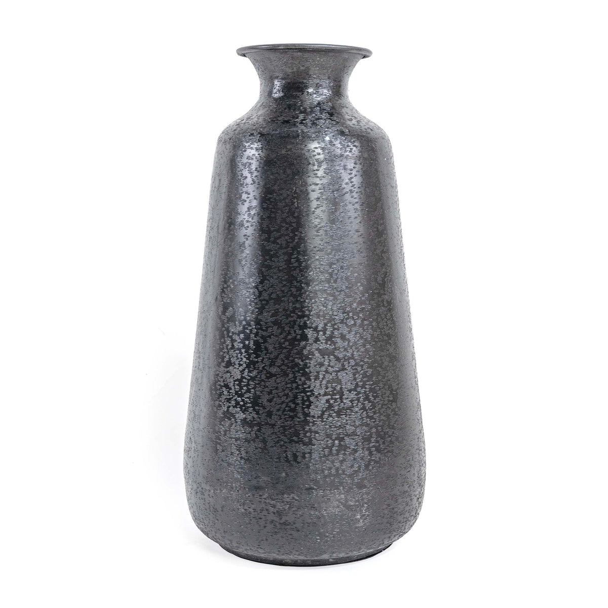 Tall metal vase with small mouth