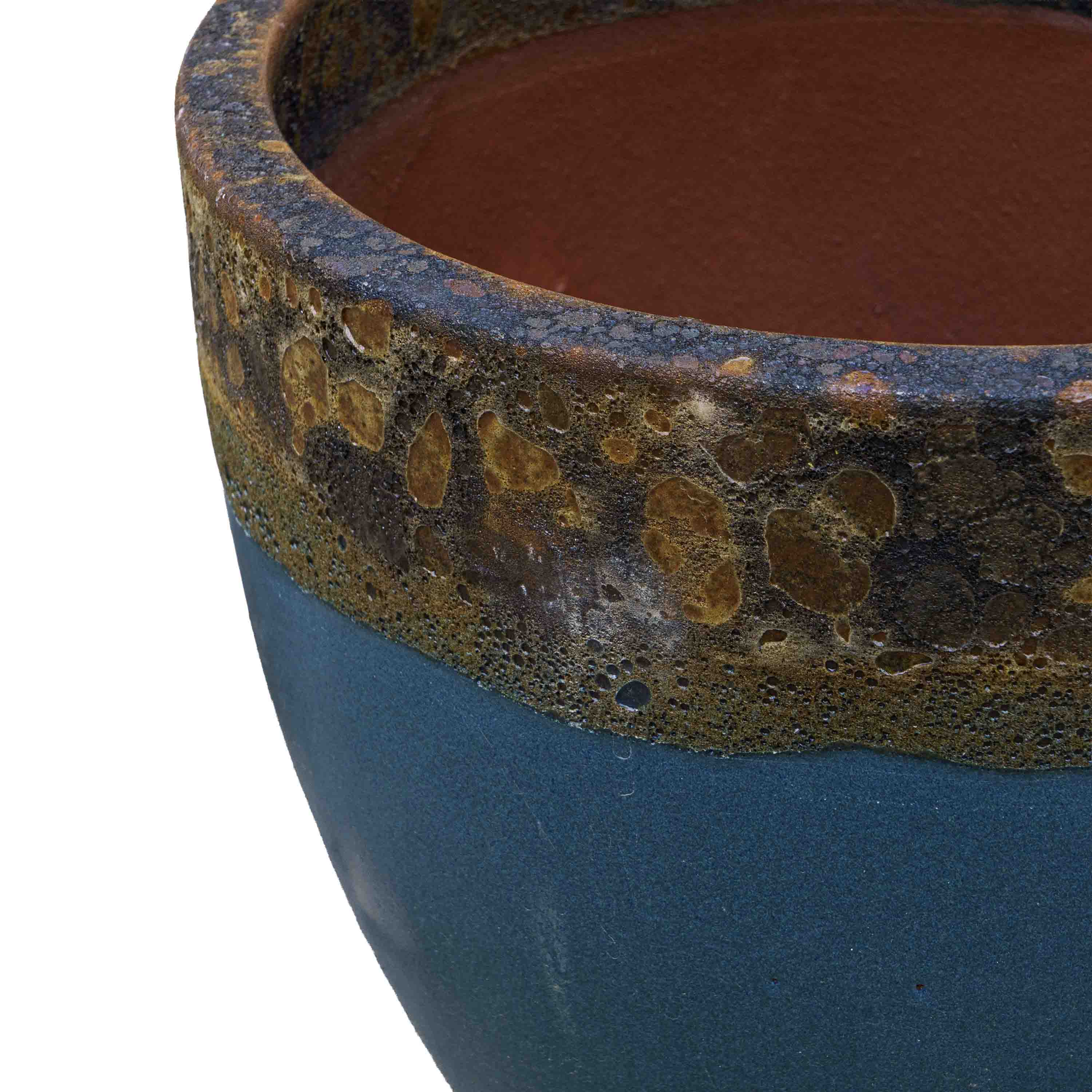 Textured Blue Ceramic Pot