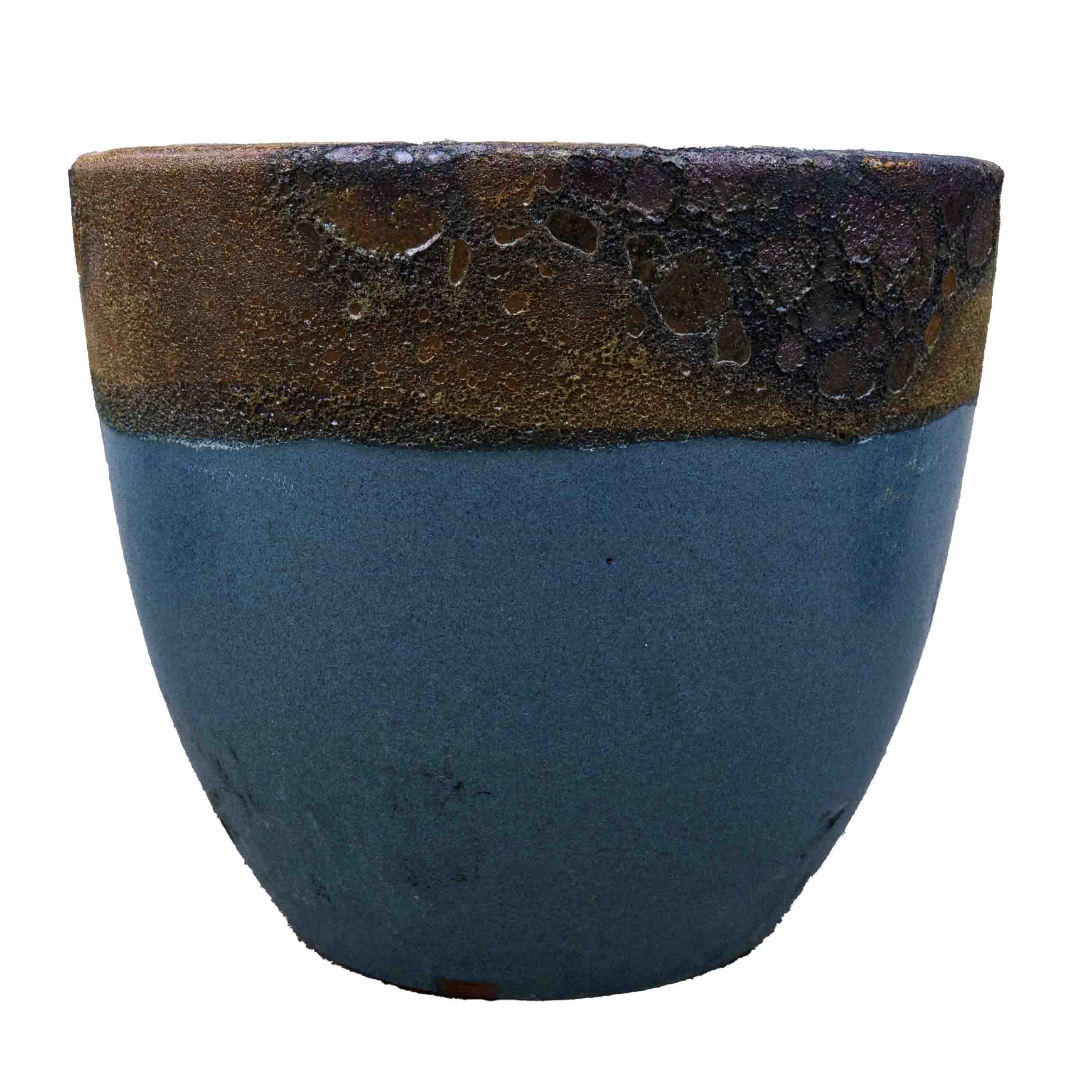 Textured Blue Ceramic Pot