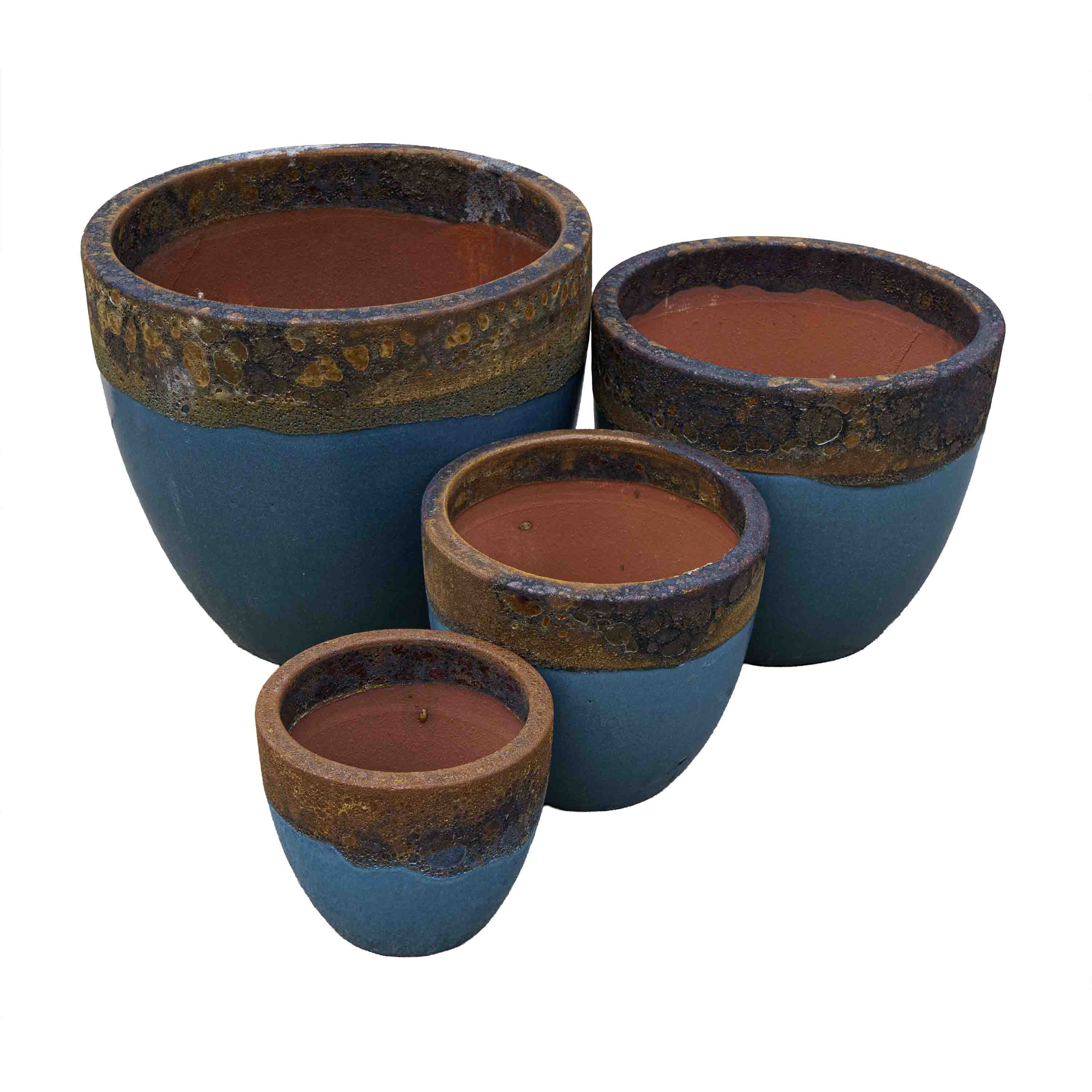 Textured Blue Ceramic Pot