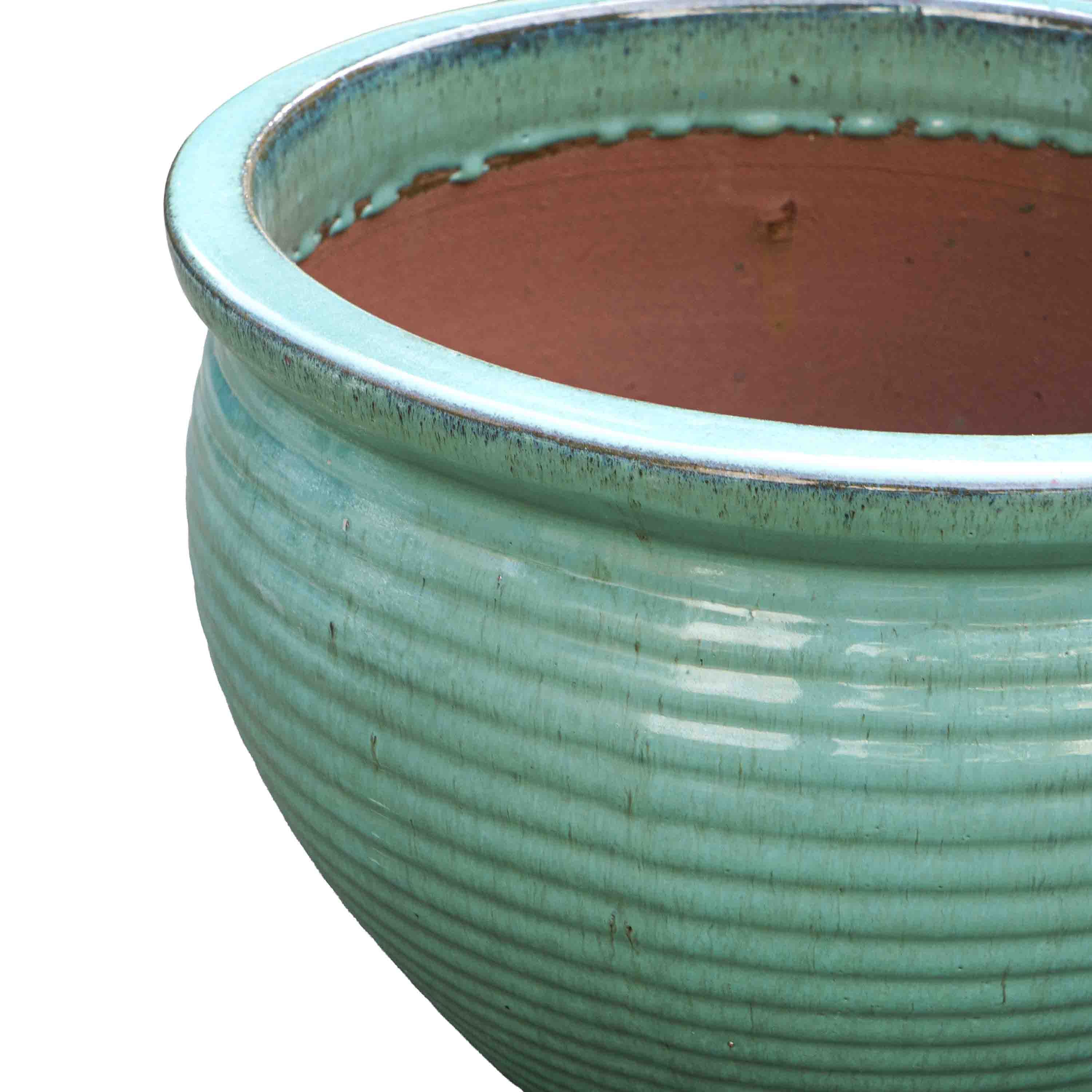 Wide Sea Green Ceramic Pot