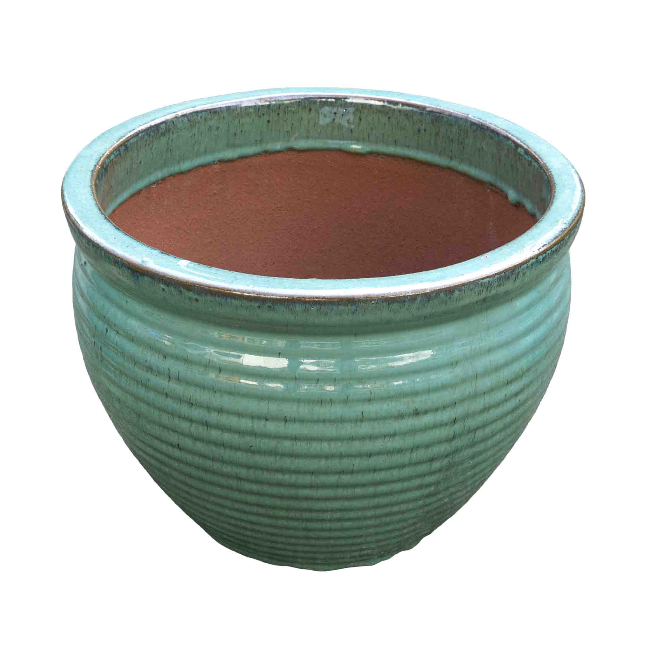 Wide Sea Green Ceramic Pot