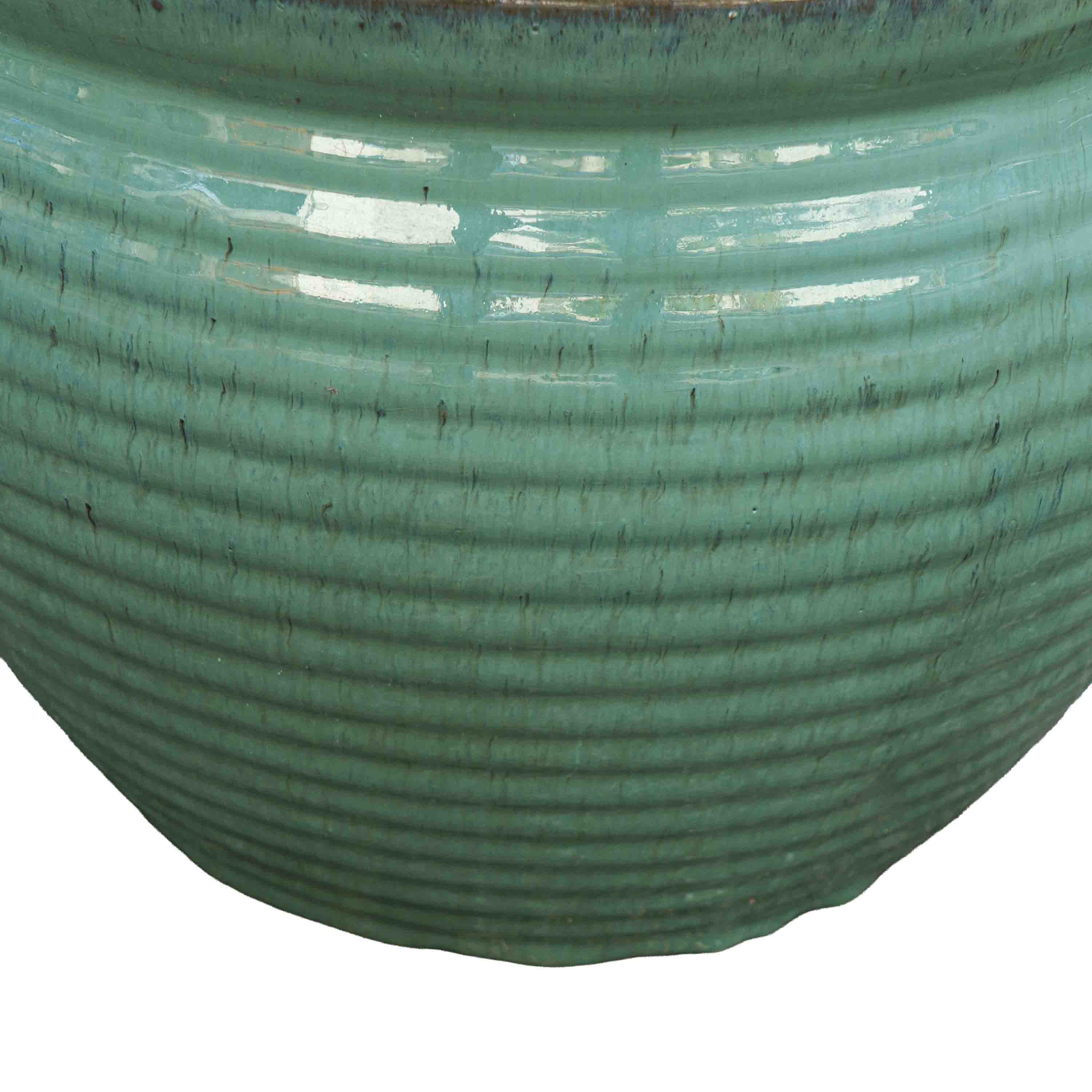 Wide Sea Green Ceramic Pot