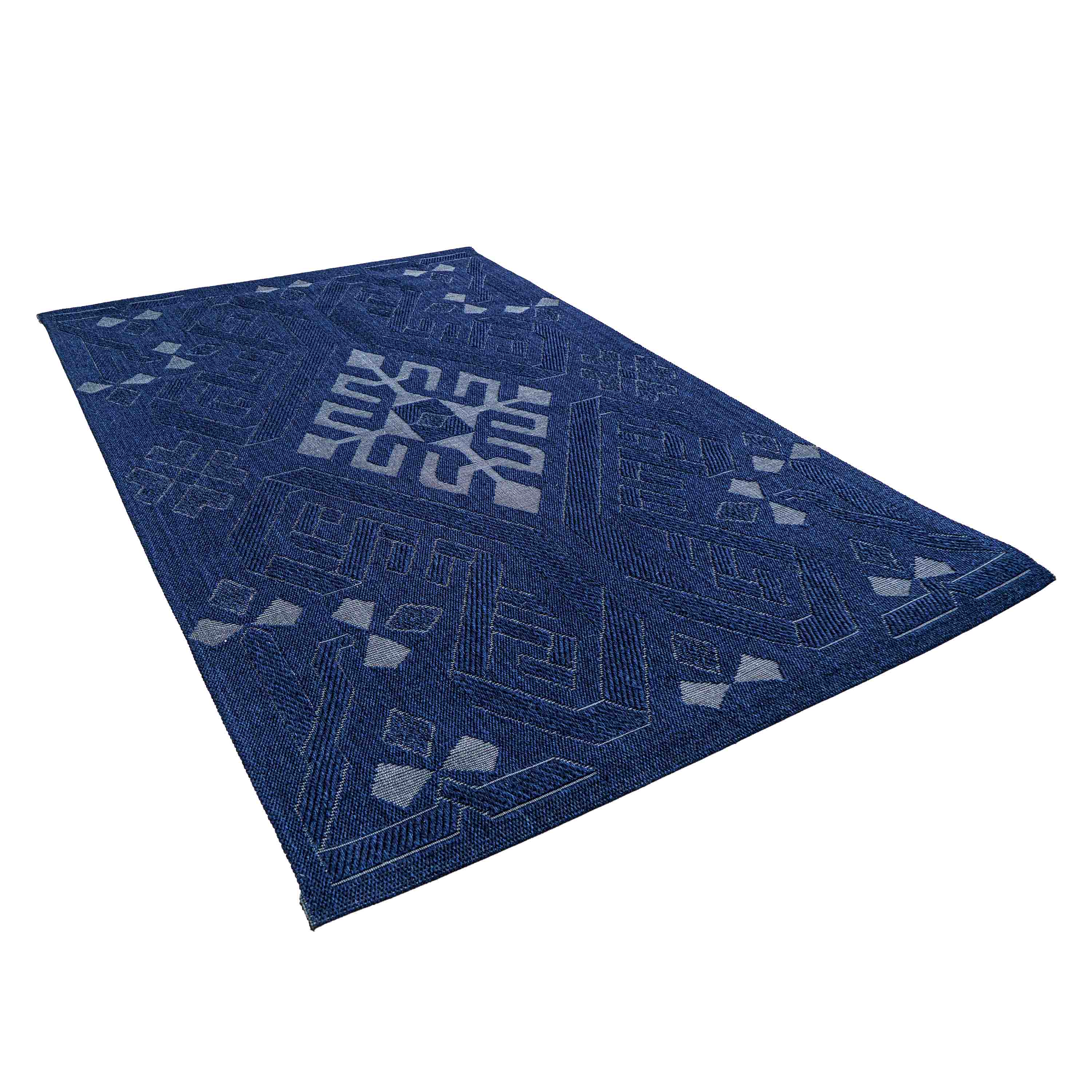 Sisal Jacquard Medallion Geo - Indigo Blue