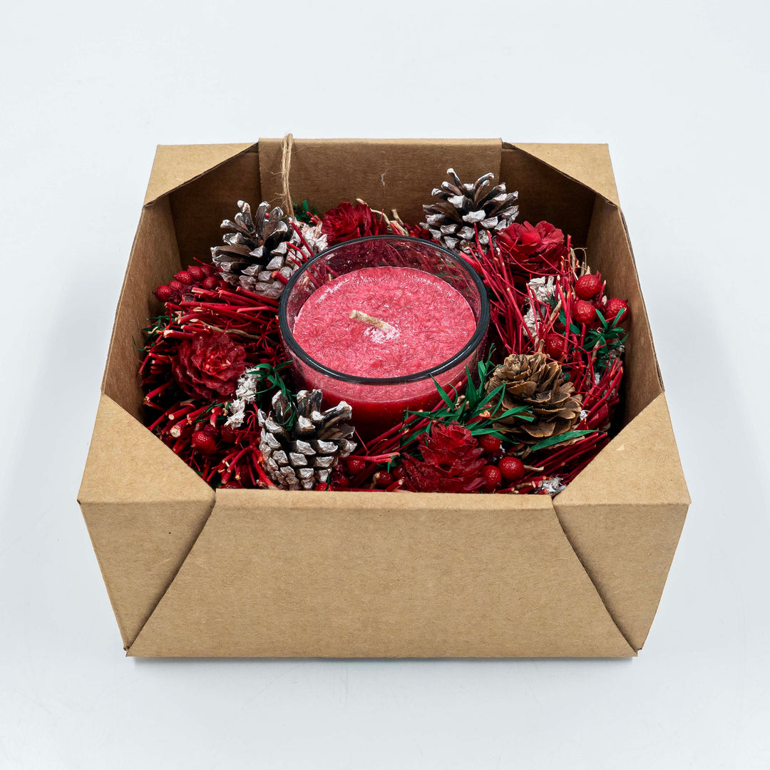 Wreath with Candle Red