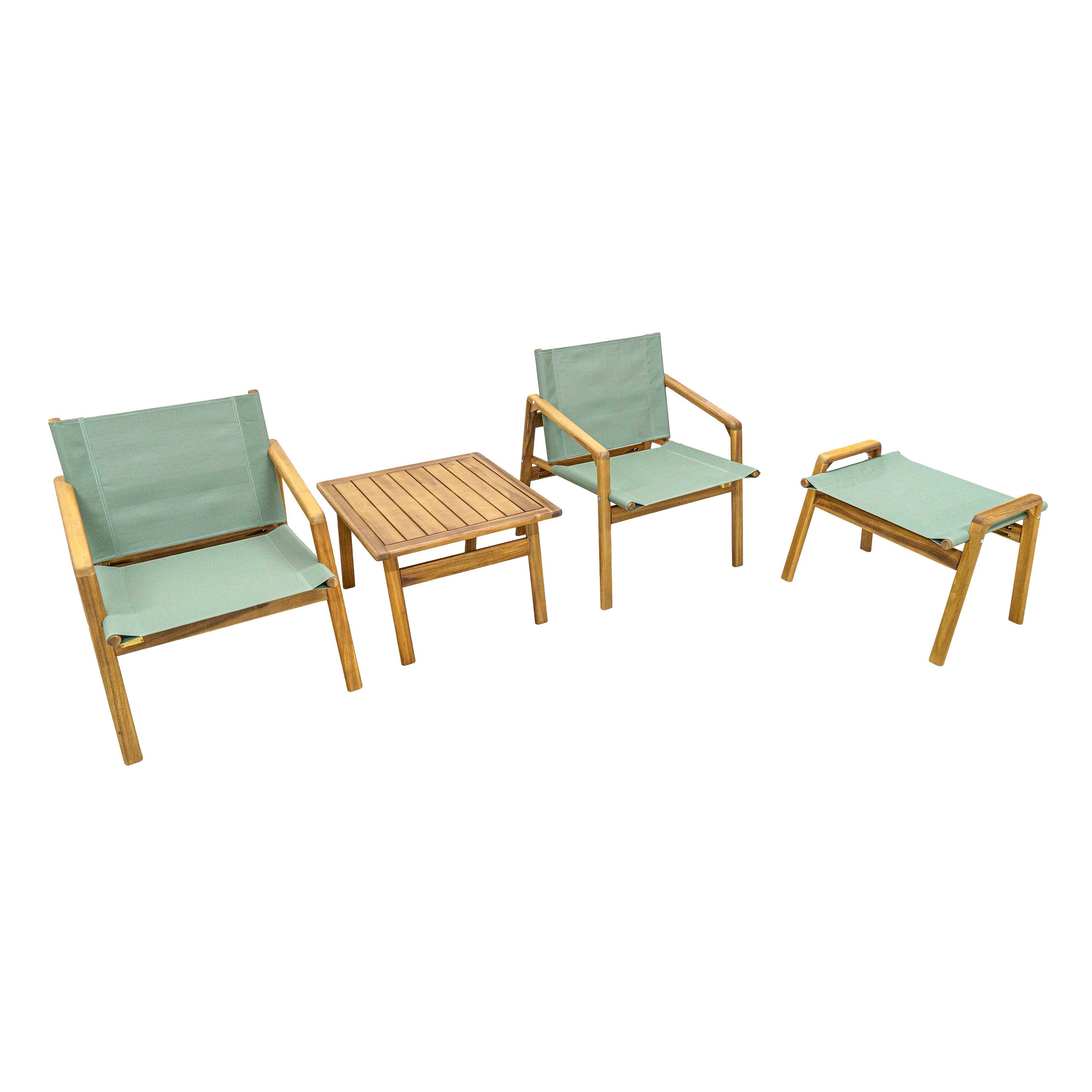 Clara Coffee Table With Footrest & Armchair - Set of 4