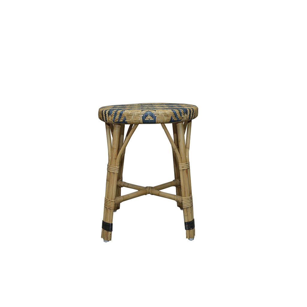 Cane High Stool - Blue and yellow